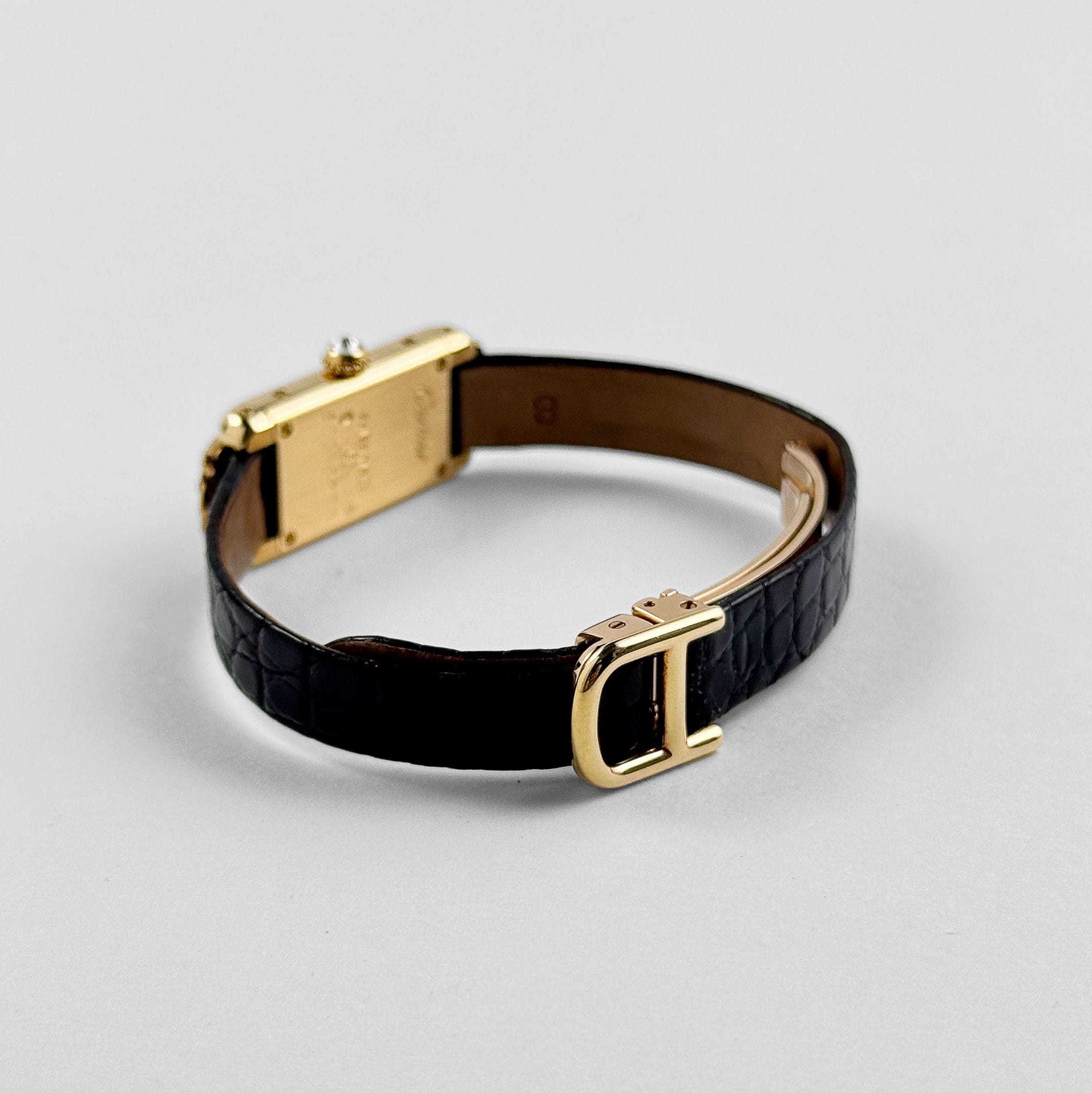 Cartier Tank Allongée 1380 Yellow Gold Ivory Dial Diamond Bezel Quartz