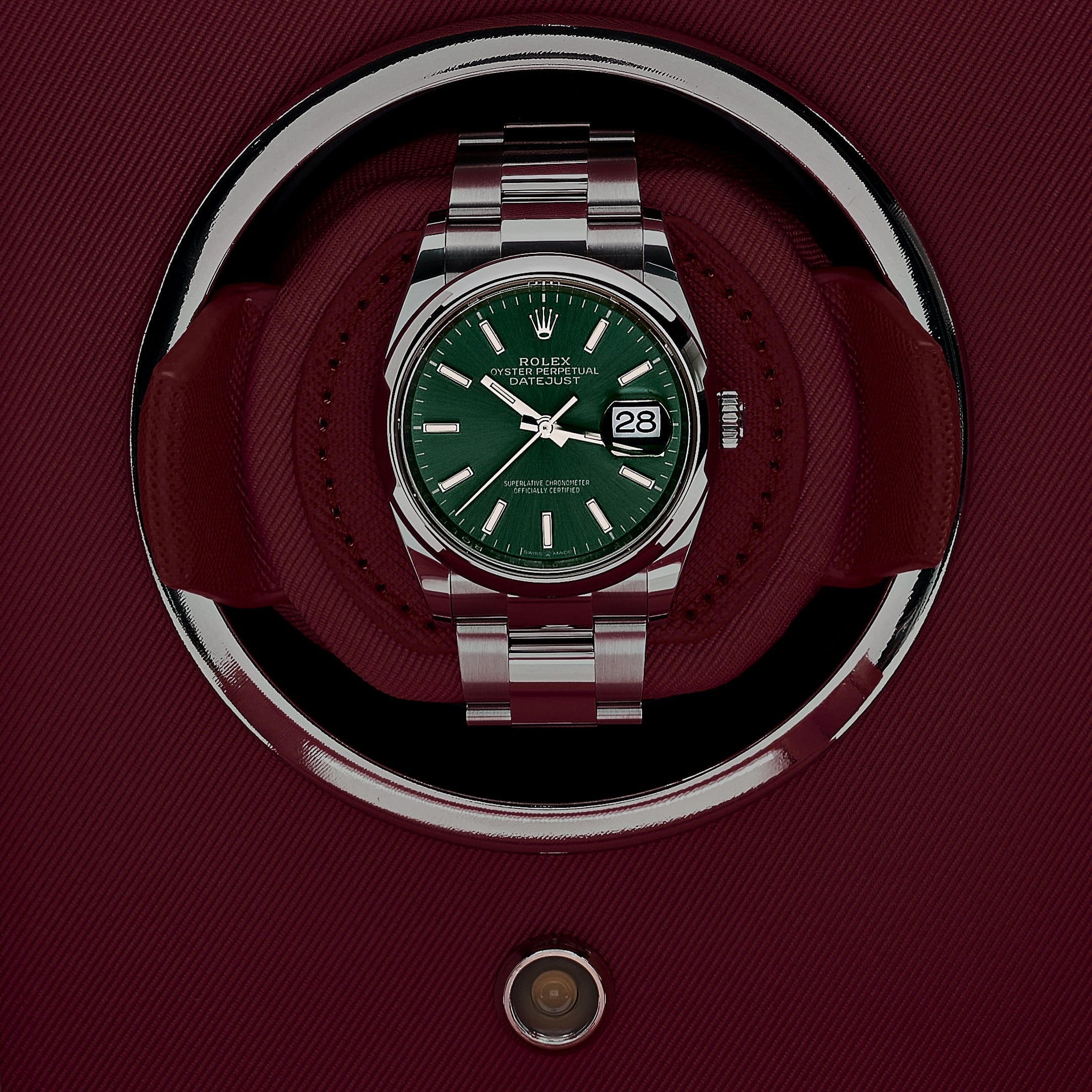 Cub Single Watch Winder with Cover - Bordeaux Wrist Aficionado