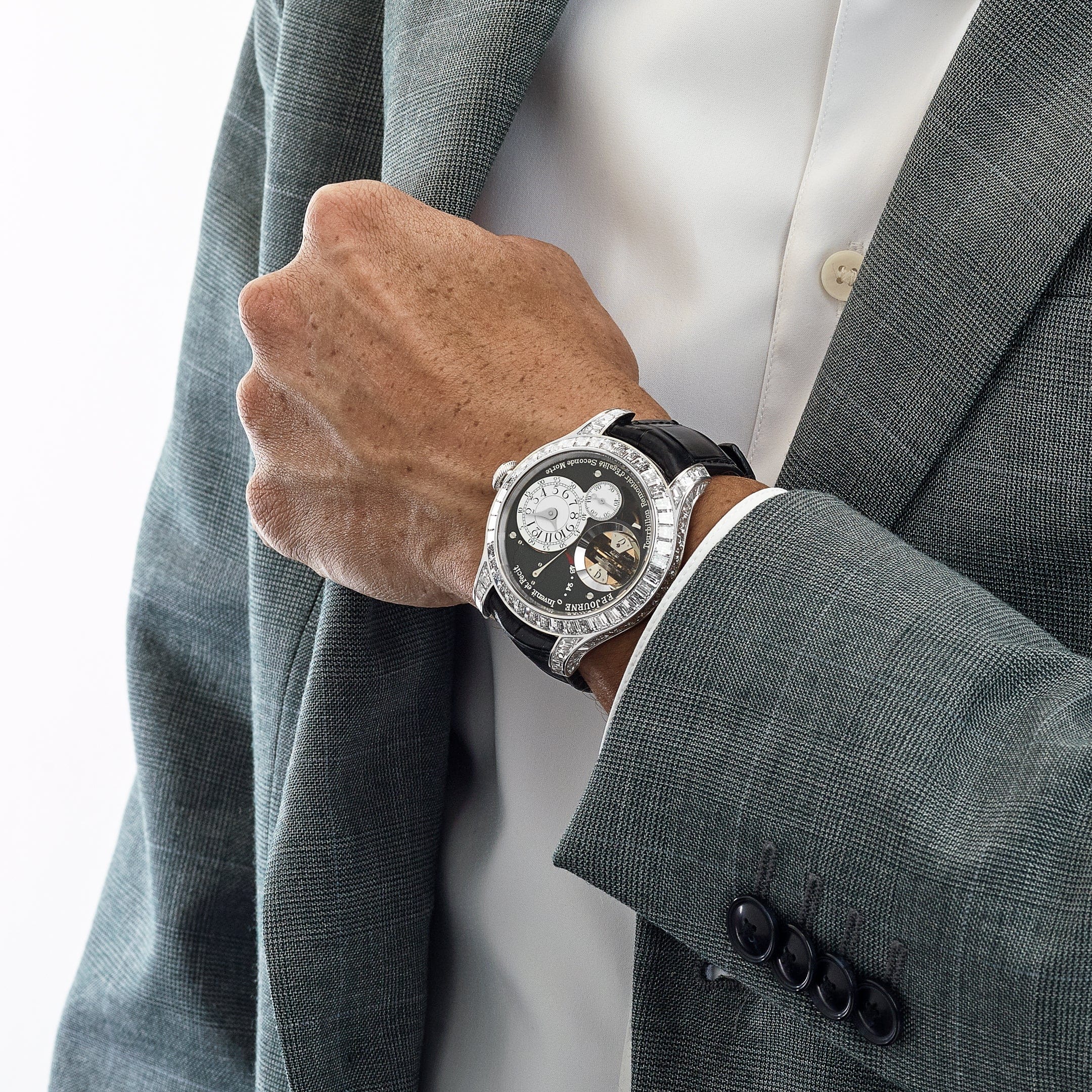 F.P.Journe Tourbillon Souverain Joaillerie Diamants Ref. TVJ Platinum Black Dial Diamond Bezel (2023)