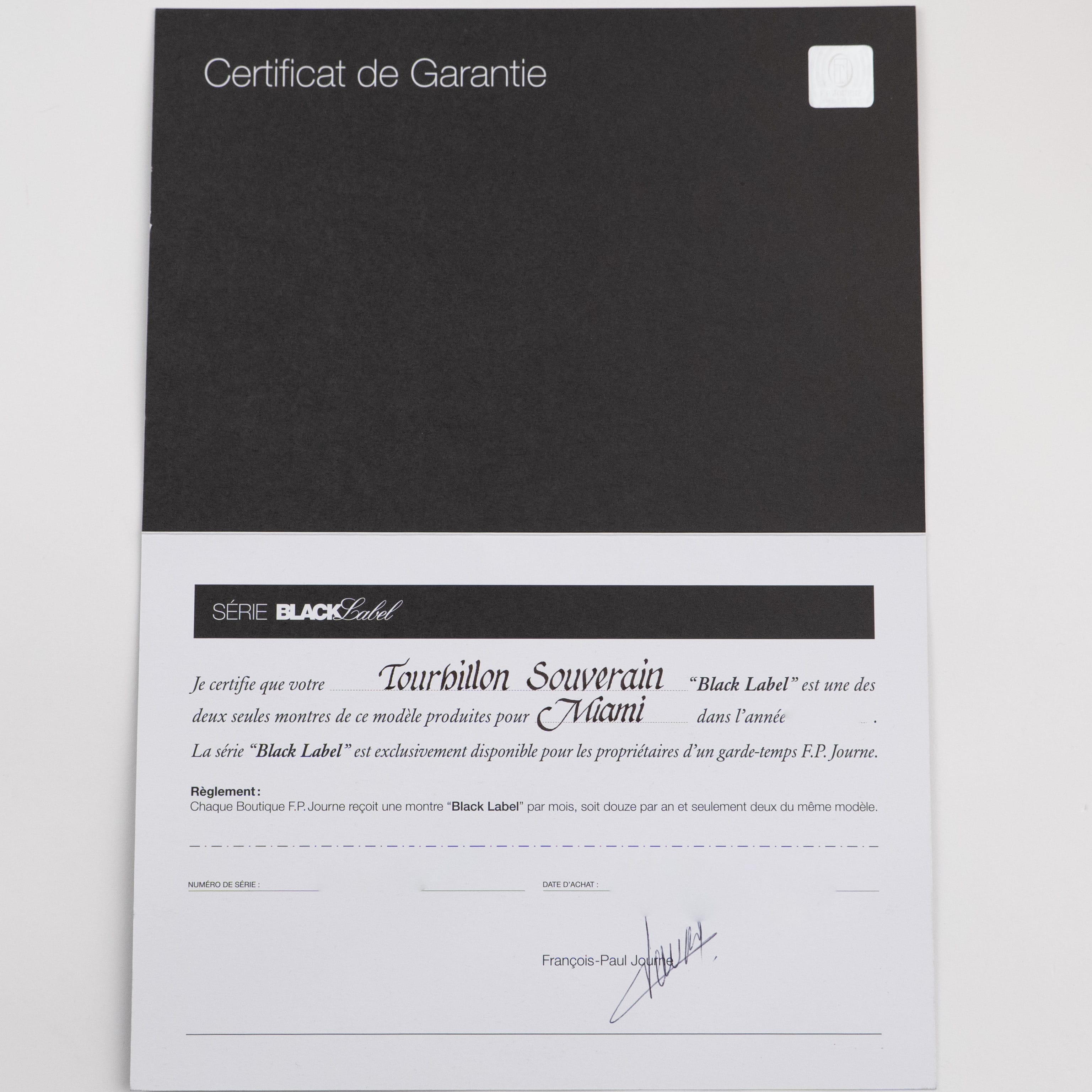 F.P.Journe Tourbillon Souverain Vertical Ref. TV Black Label Platinum Black Dial (2022)