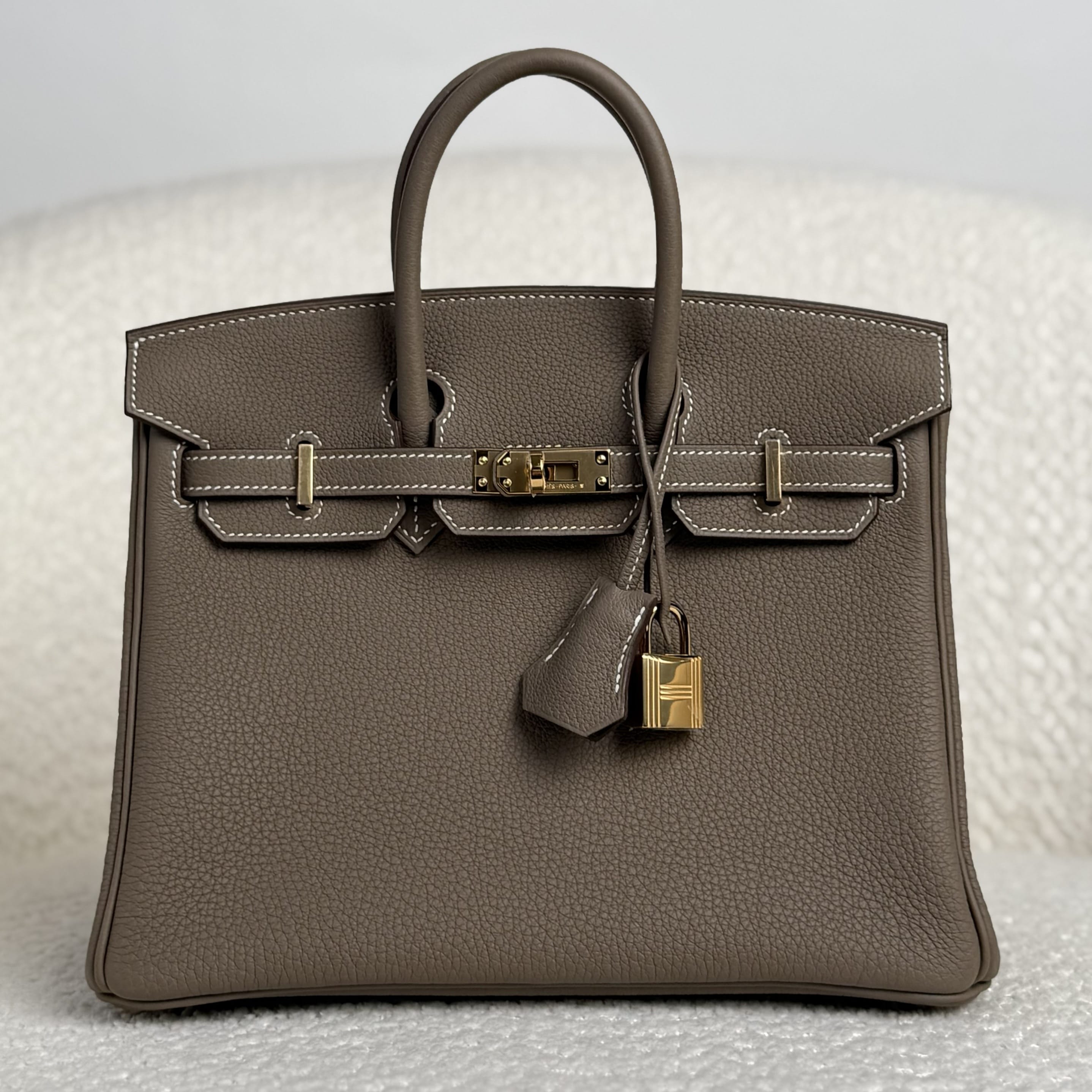 Hermès Etoupe Birkin 25 Togo Gold Hardware
