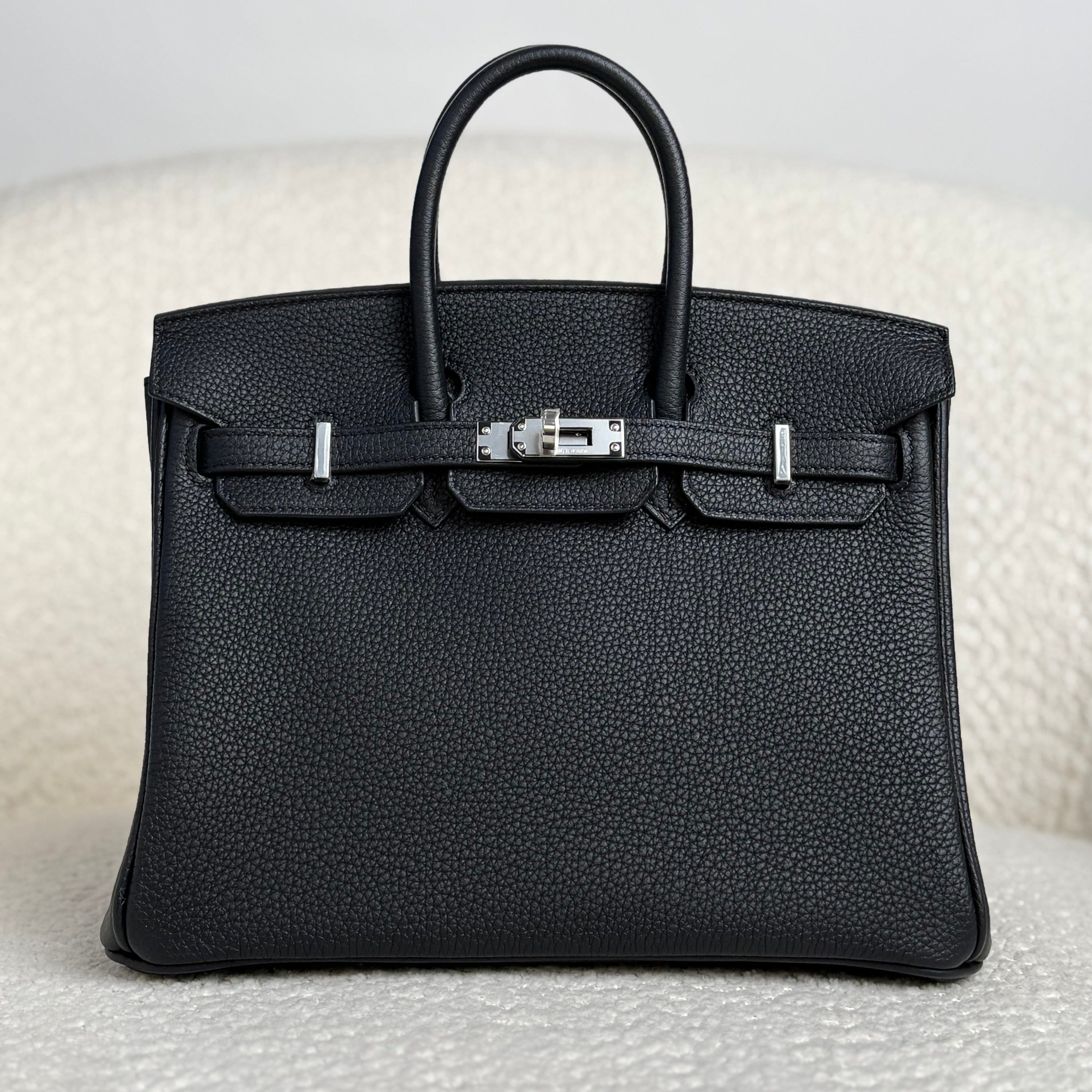 Hermès Noir Birkin 25 Togo Palladium Hardware