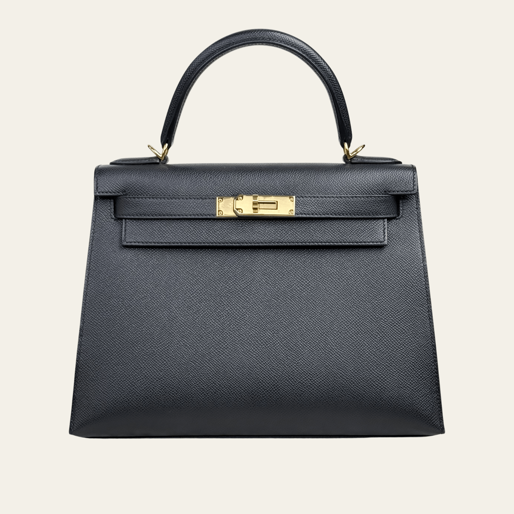 Hermes Noir Kelly Sellier 28 Epsom Gold Hardware