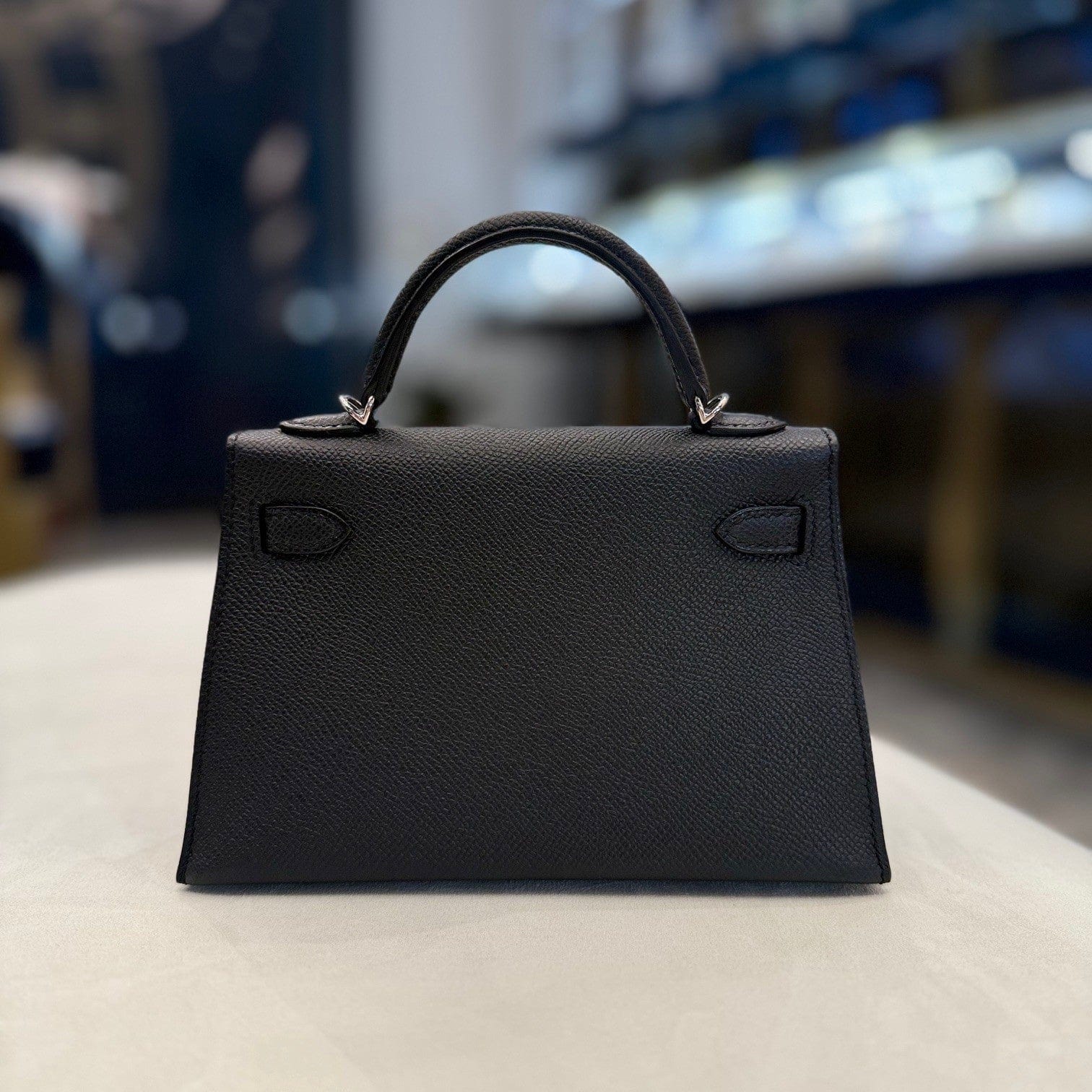 Hermès Noir Mini Kelly Sellier 20 Epsom Palladium Hardware
