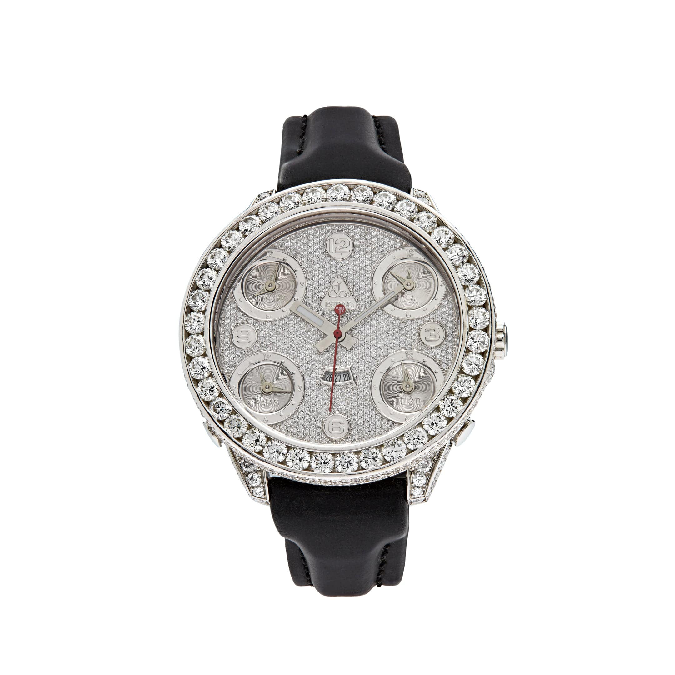 Luxury Watch Jacob & Co. Five Time Zone 40mm Steel Diamond Watch JCM-30 wrist aficionado