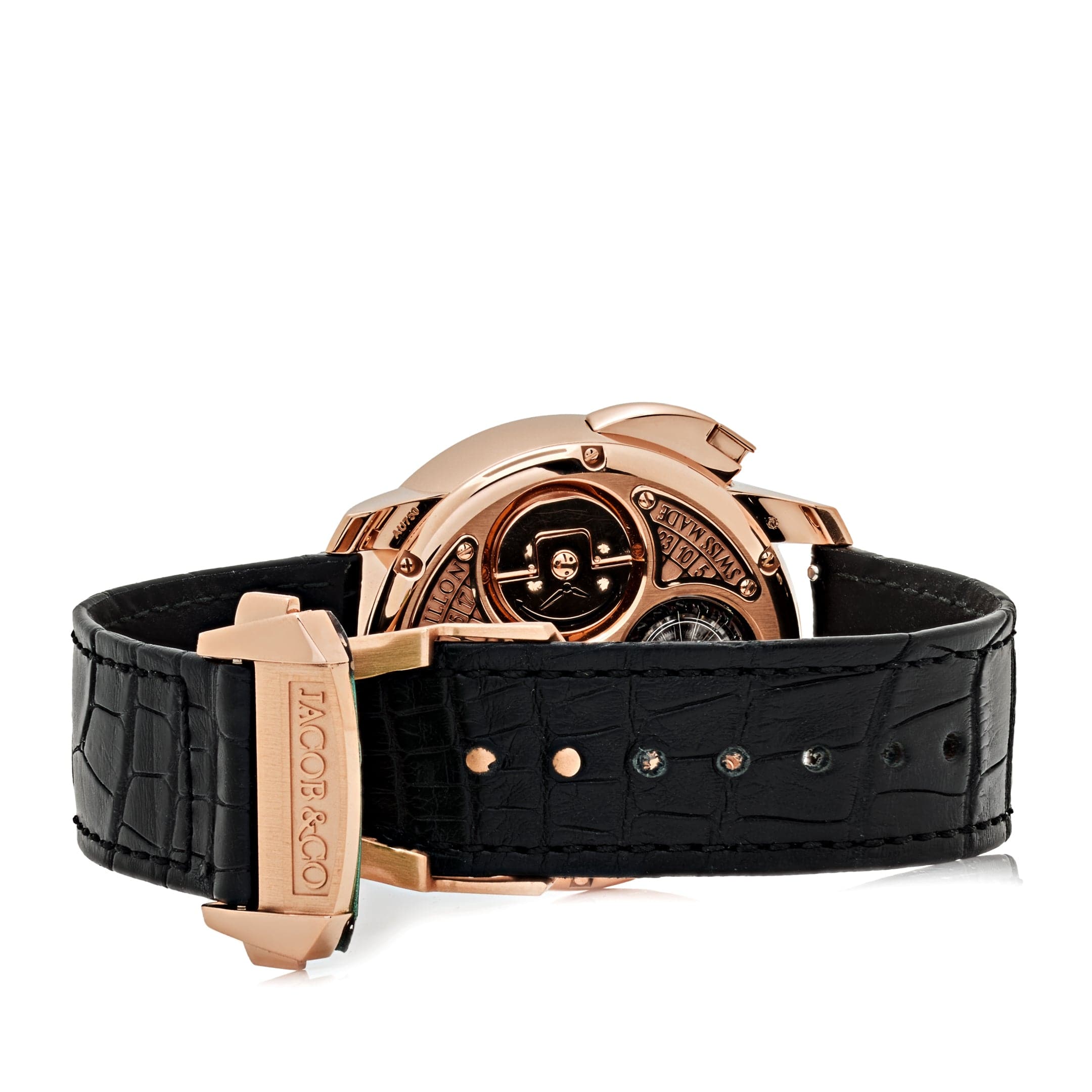 Jacob & Co. 'The Casino Tourbillon' CA100.40.AA.AA.ABALA Rose Gold Black Onyx Dial Limited Edition