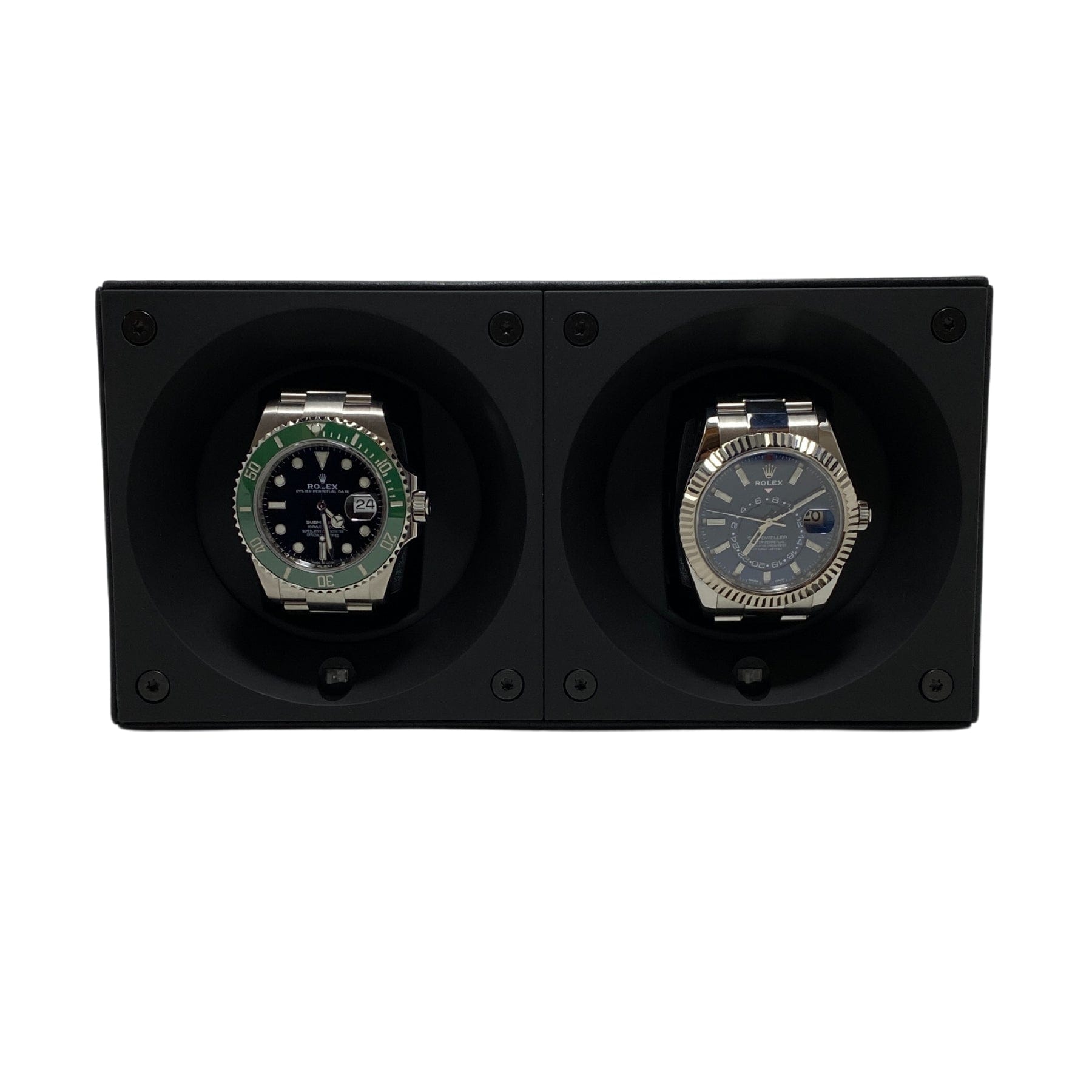 Masterbox Double Black leather with white stitches (2 Watches) Wrist Aficionado
