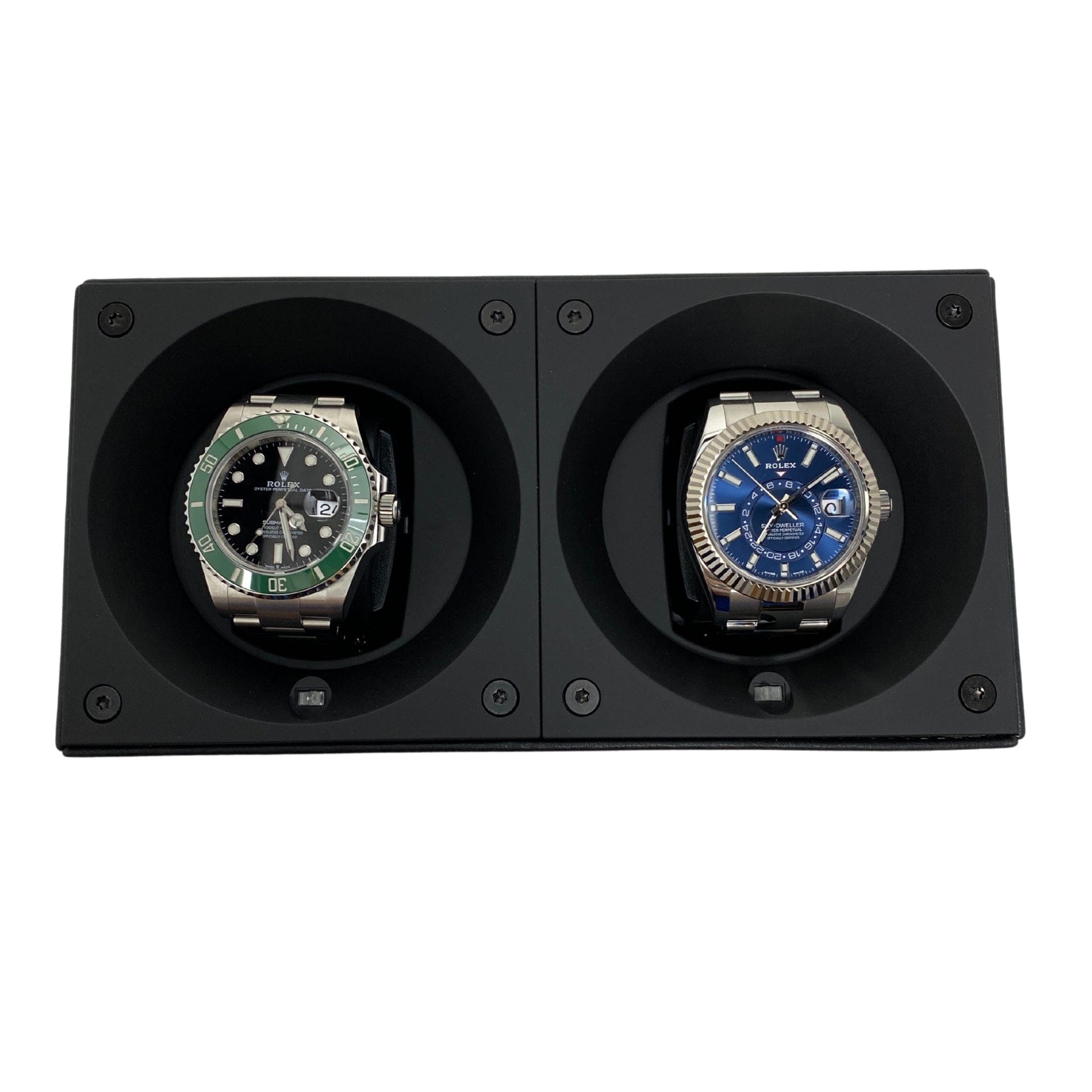 Masterbox Double Black leather with white stitches (2 Watches) Wrist Aficionado