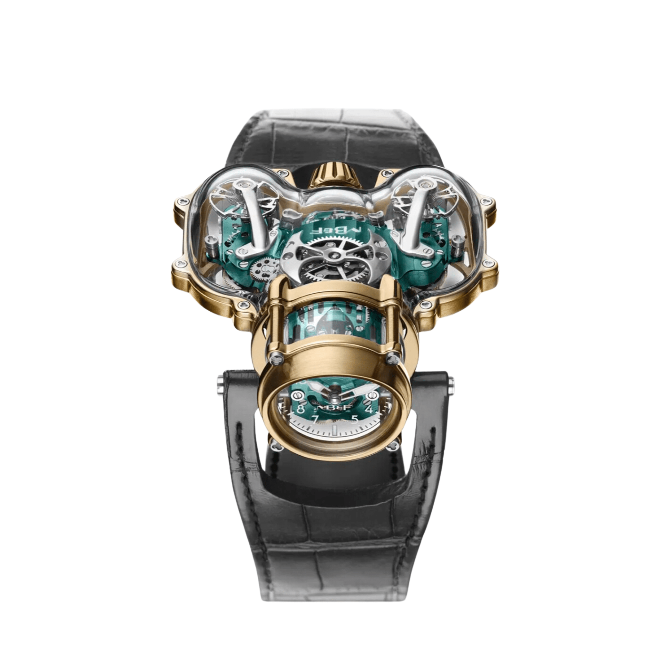 MB&F 91.SYL.GR Horological Machine No.9 'Flow' Sapphire Vision Yellow Gold Green Dial Limited Edition