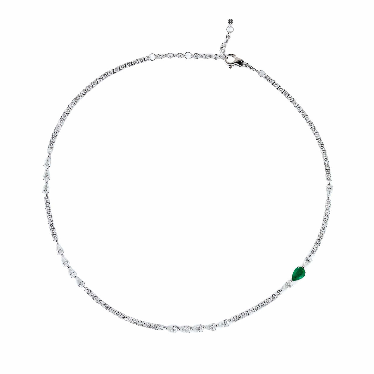 Not Your Average Diamond Tennis Necklace with Emerald