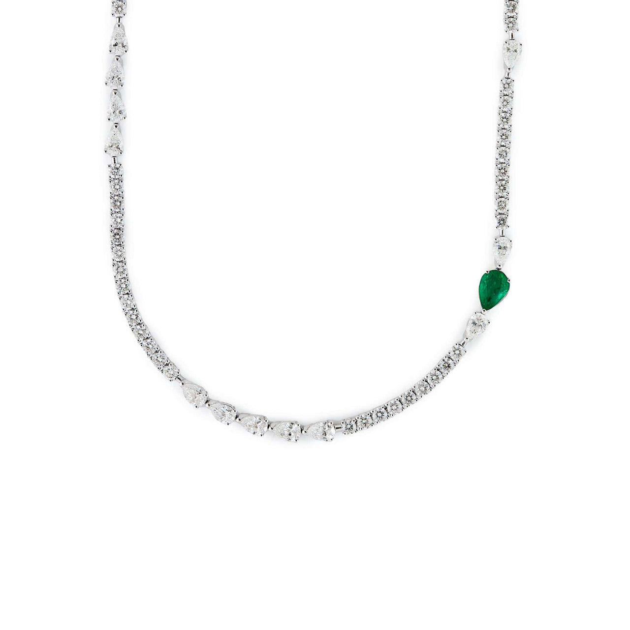 Not Your Average Diamond Tennis Necklace with Emerald