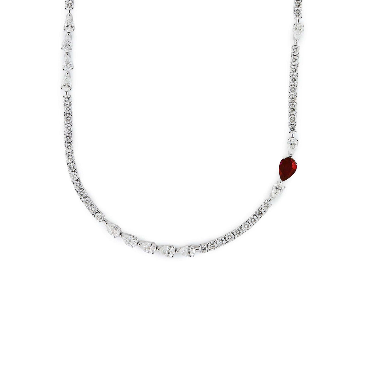 Not Your Average Diamond Tennis Necklace with Ruby