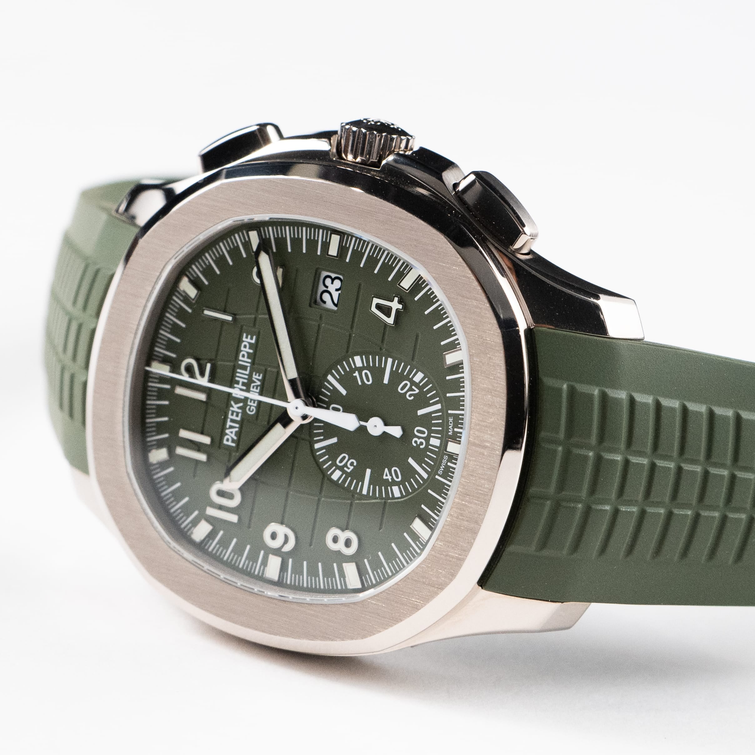 Patek Philippe Aquanaut 5968G-010 Chronograph White Gold Khaki Green Dial (2021)
