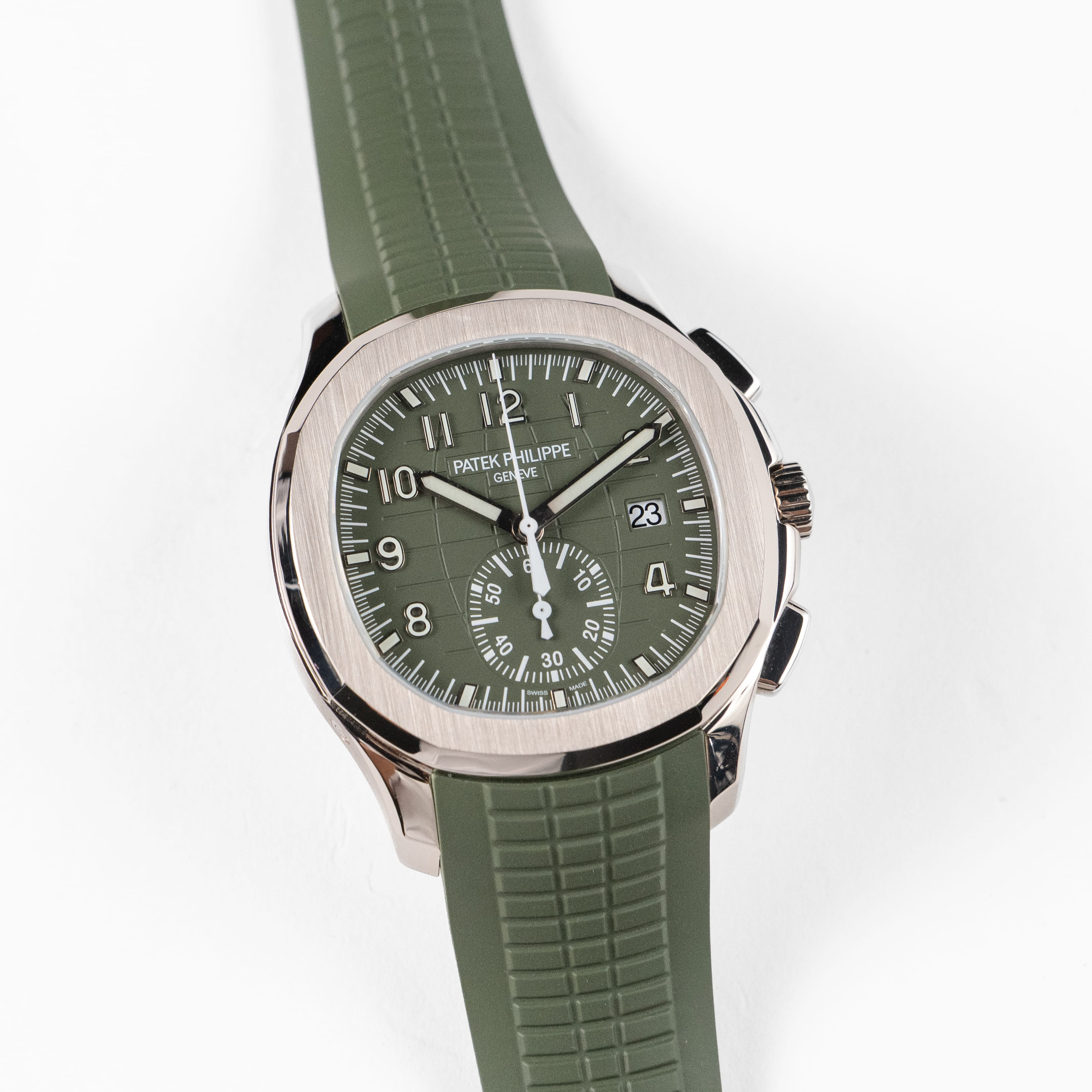 Patek Philippe Aquanaut 5968G-010 Chronograph White Gold Khaki Green Dial (2021)