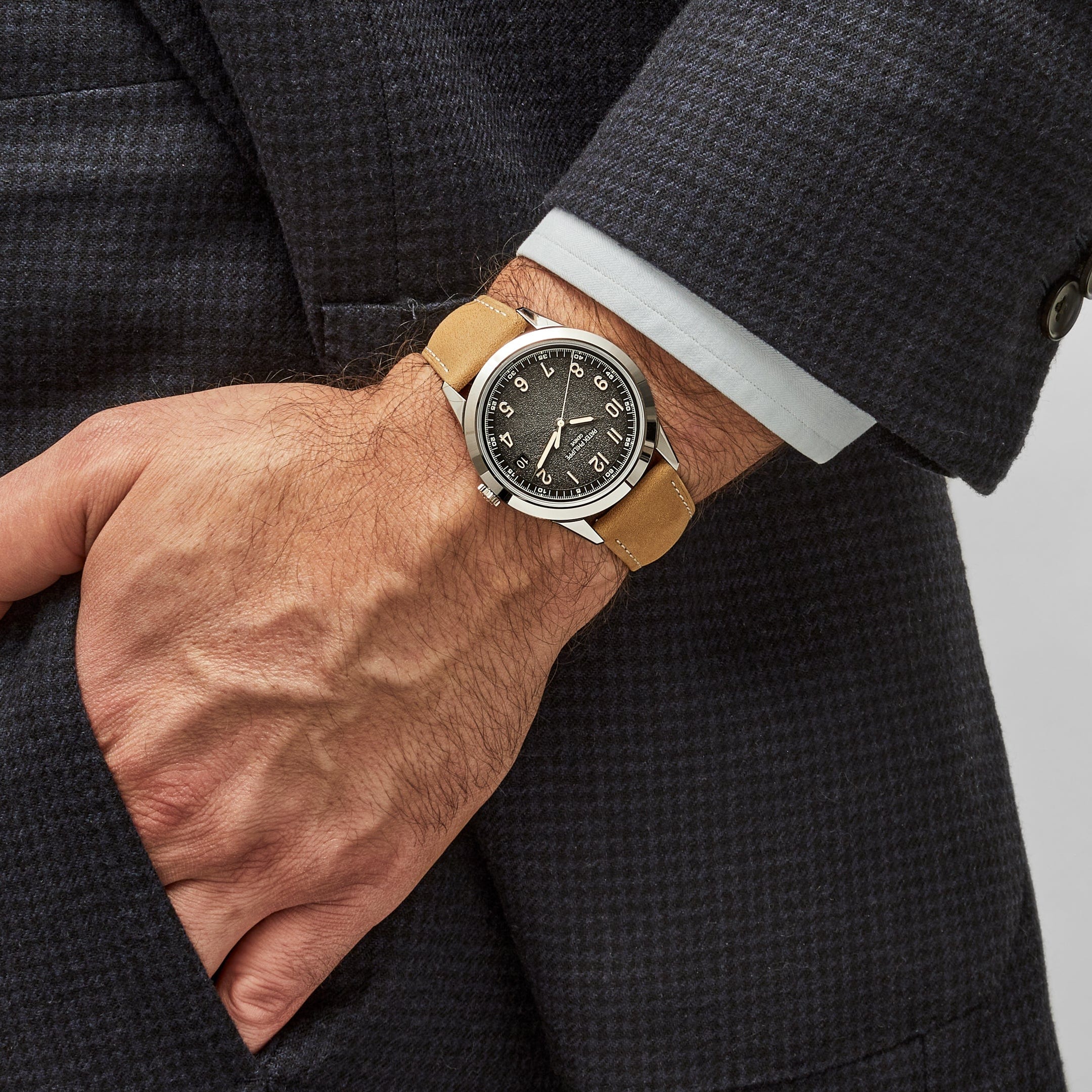 Patek Philippe Calatrava Date White Gold Charcoal Dial 5226G-001 Wrist Aficionado