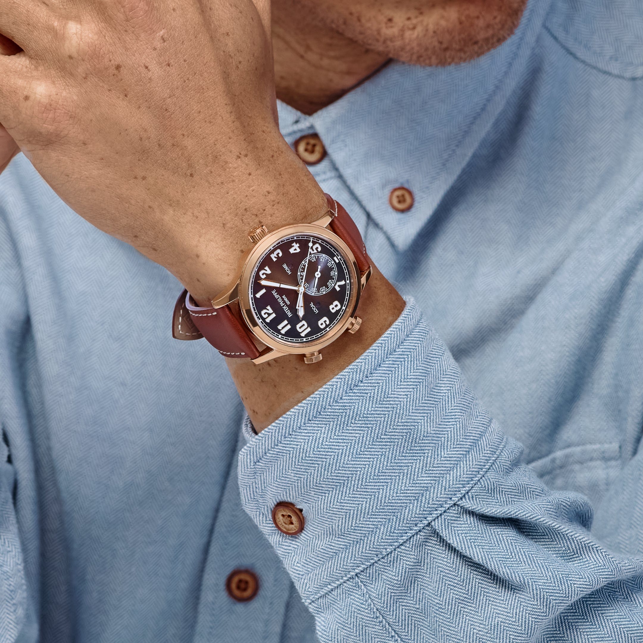 Patek Philippe Calatrava 5524R-001 'Pilot' Travel Time Rose Gold Brown Dial (2020)