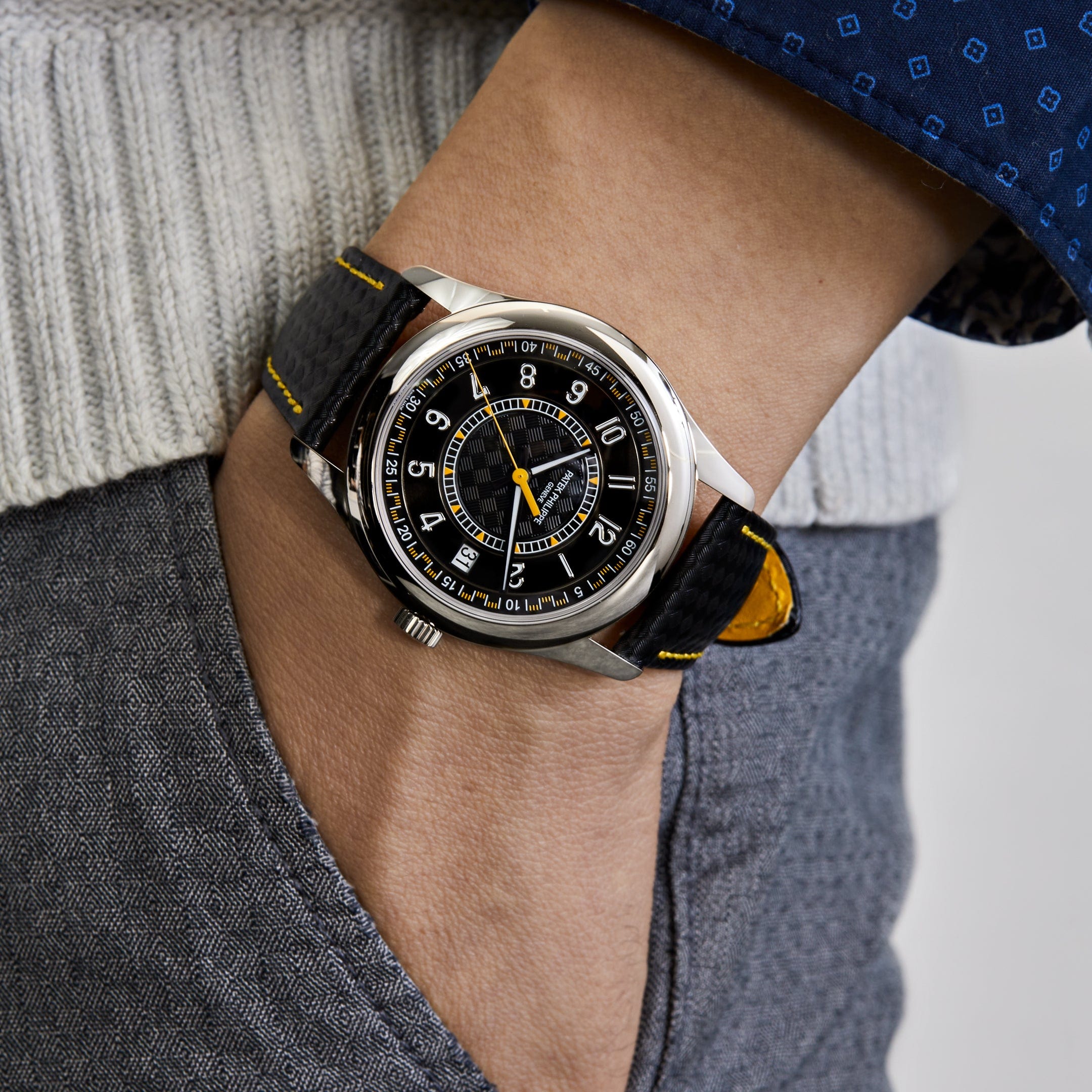 Patek Philippe Calatrava White Gold Black Dial 6007G-001 Wrist Aficionado