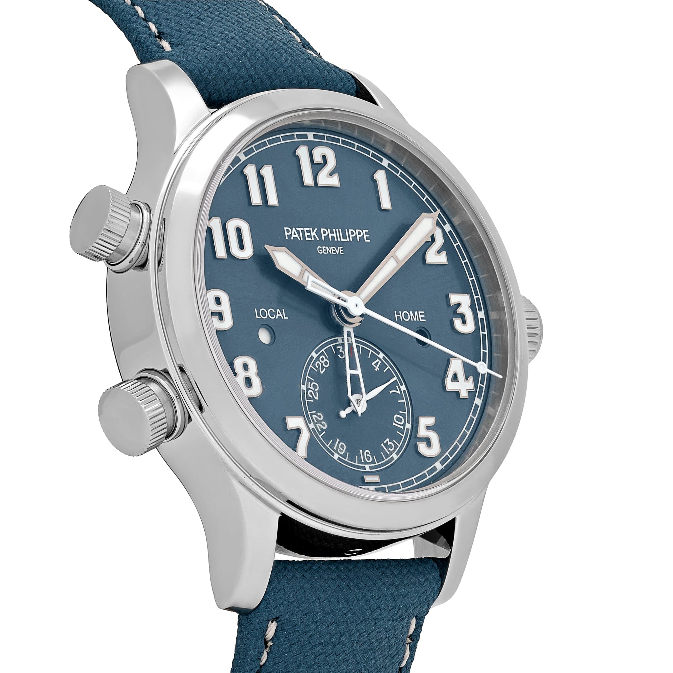 Patek Philippe Calatrava 7234A 'Pilot' Travel Time 'Ladies' Stainless Steel Blue-Grey Dial Singapore Edition