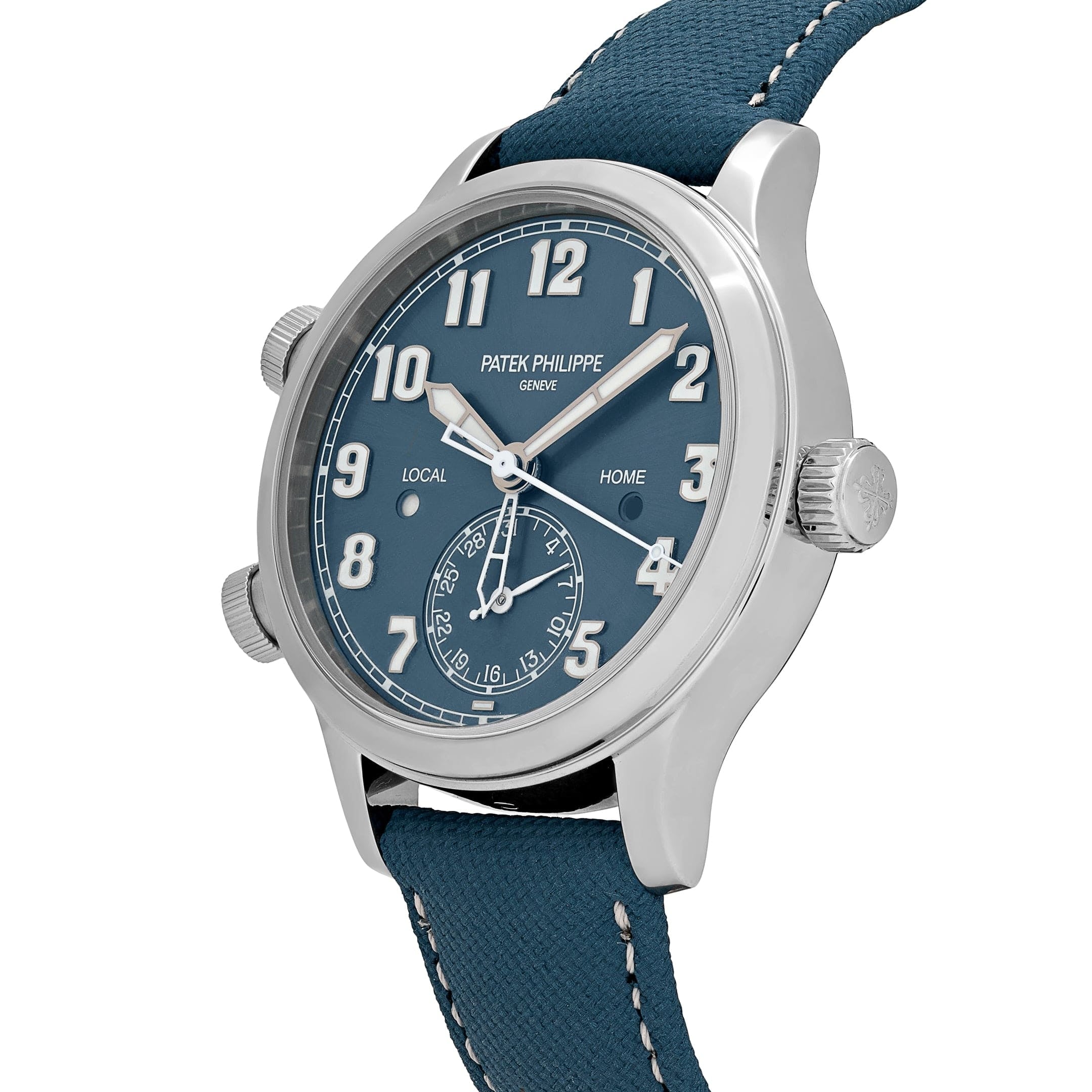 Patek Philippe Calatrava 7234A 'Pilot' Travel Time 'Ladies' Stainless Steel Blue-Grey Dial Singapore Edition