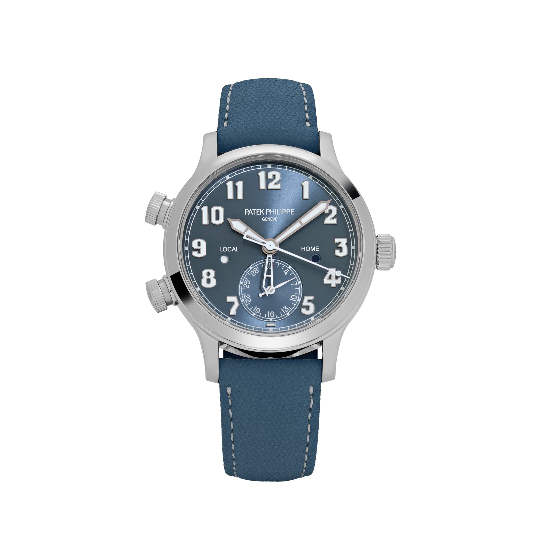 Patek Philippe Calatrava 7234A 'Pilot' Travel Time 'Ladies' Stainless Steel Blue-Grey Dial Singapore Edition