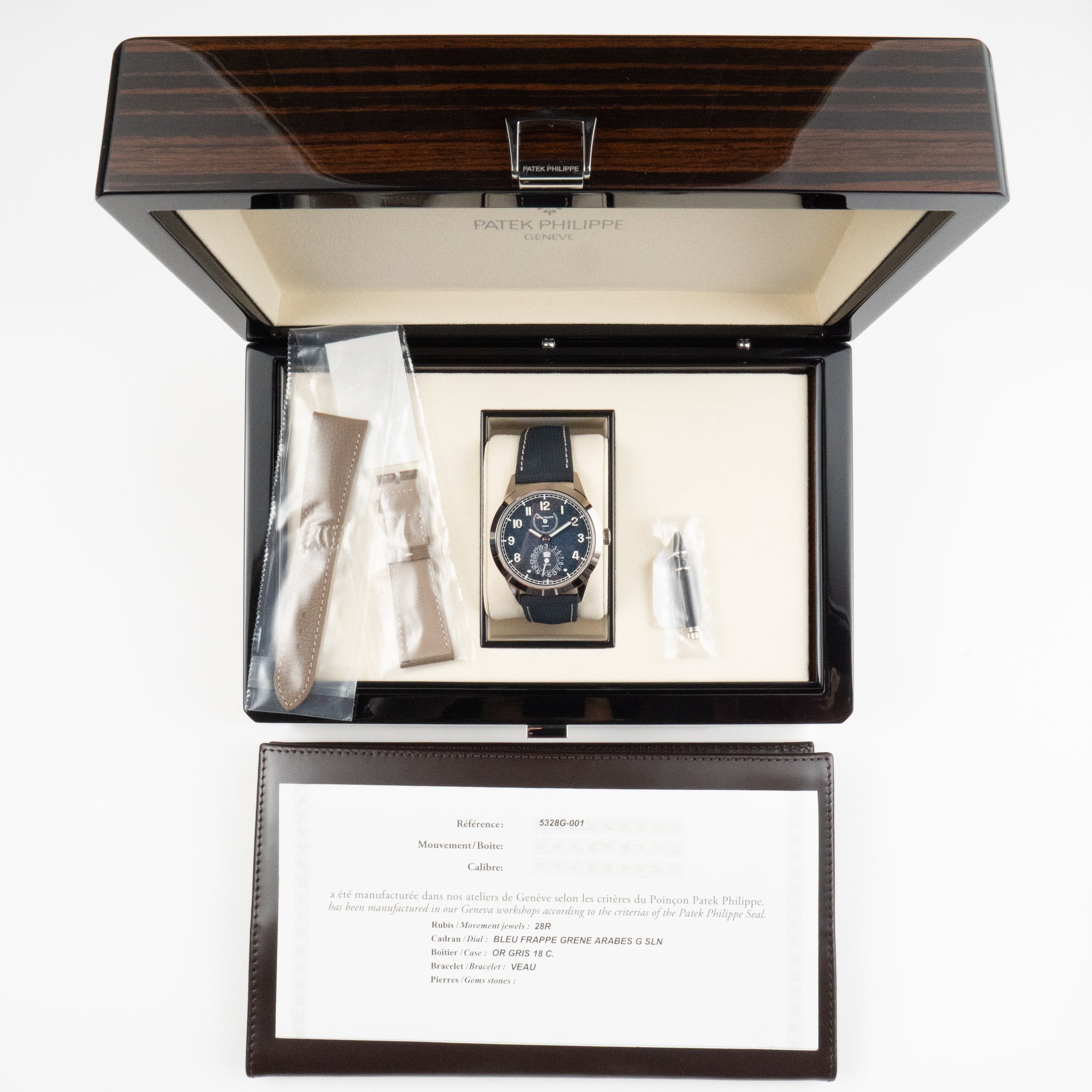 Patek Philippe Calatrava 8-Day 5328G-001 White Gold Blue Dial (2025)