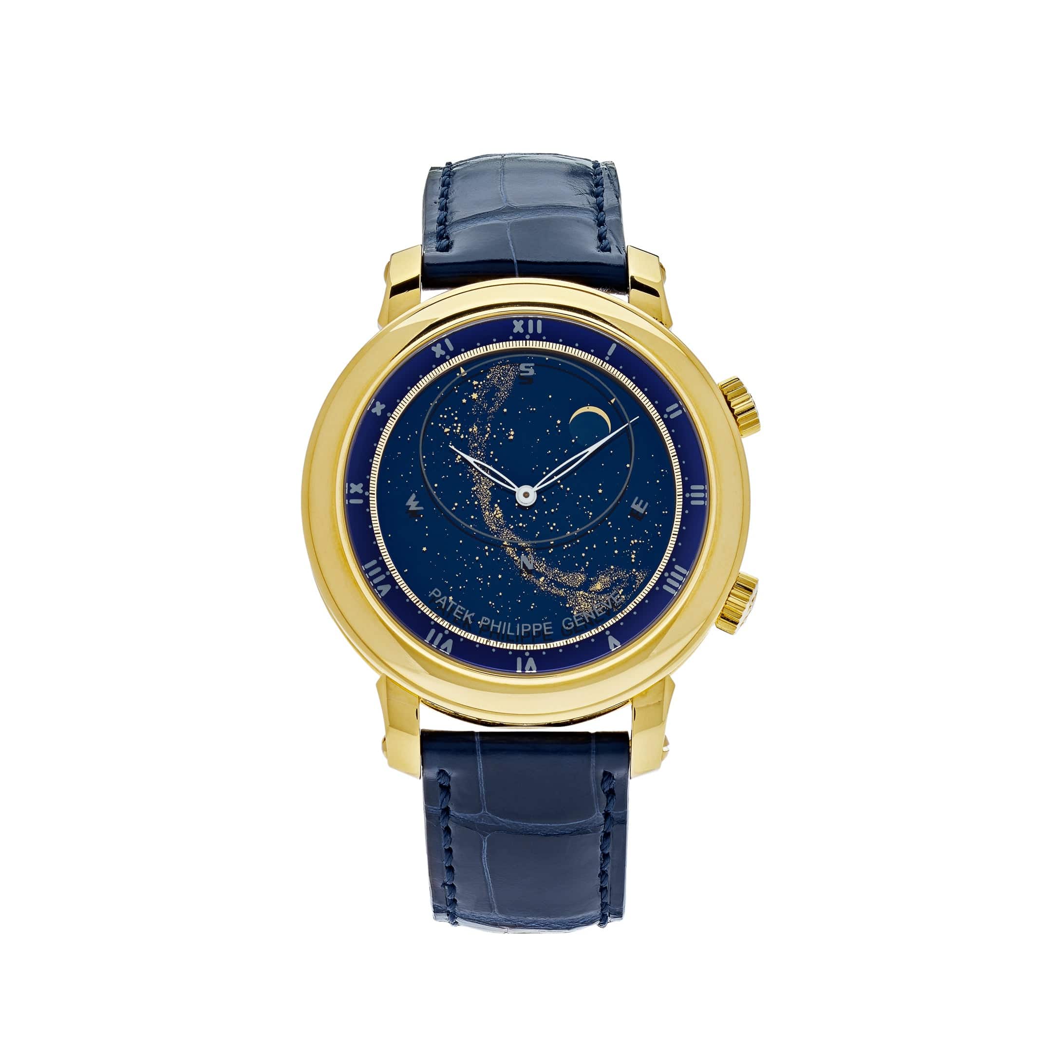 Luxury Watch Patek Philippe Celestial Grand Complications Sky Chart Yellow Gold Blue Dial 5102J-001 Wrist Aficionado