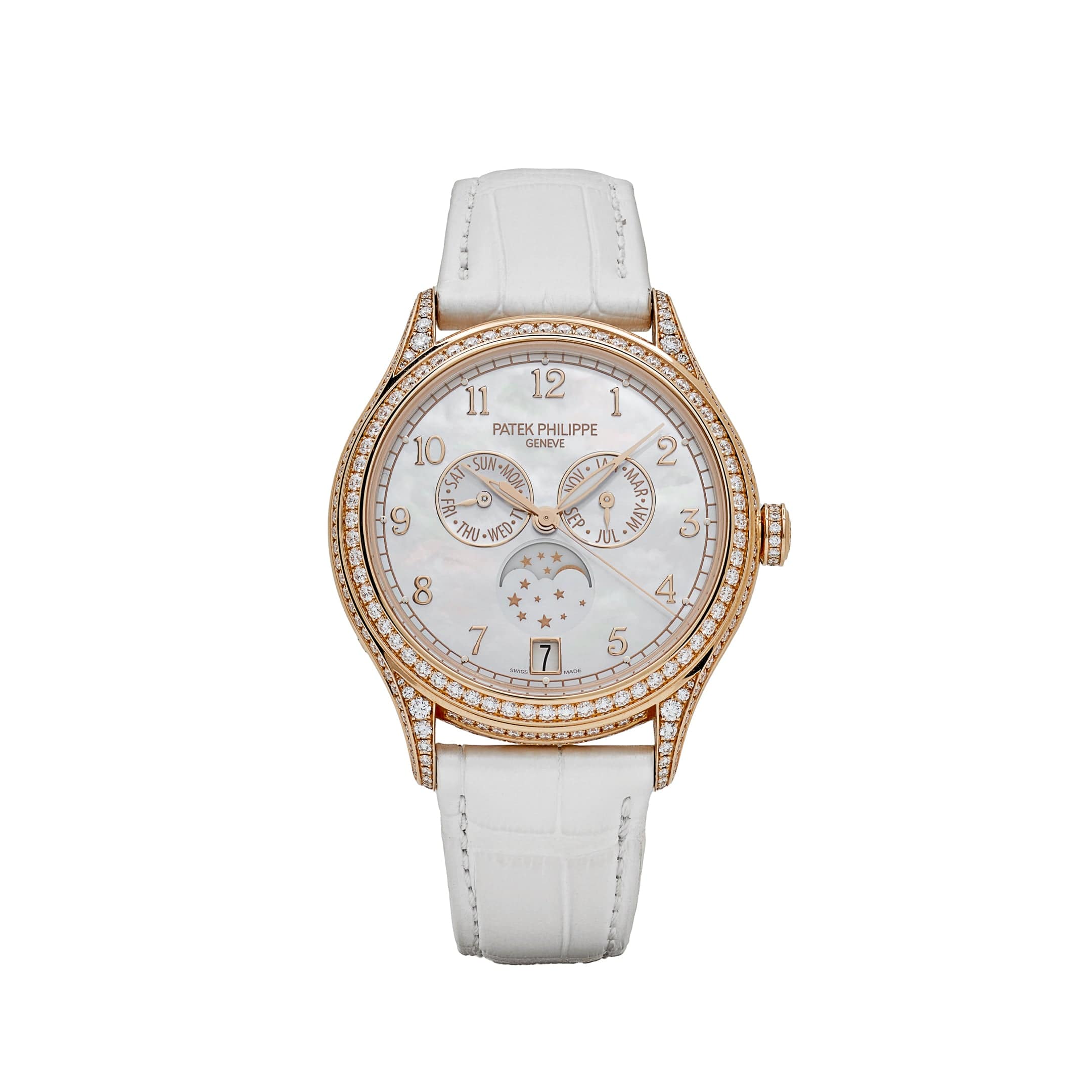 Patek Philippe Complications 4948R-001 Annual Calendar Moon Phases Rose Gold Mother-of-Pearl Dial Diamond Bezel (2022)