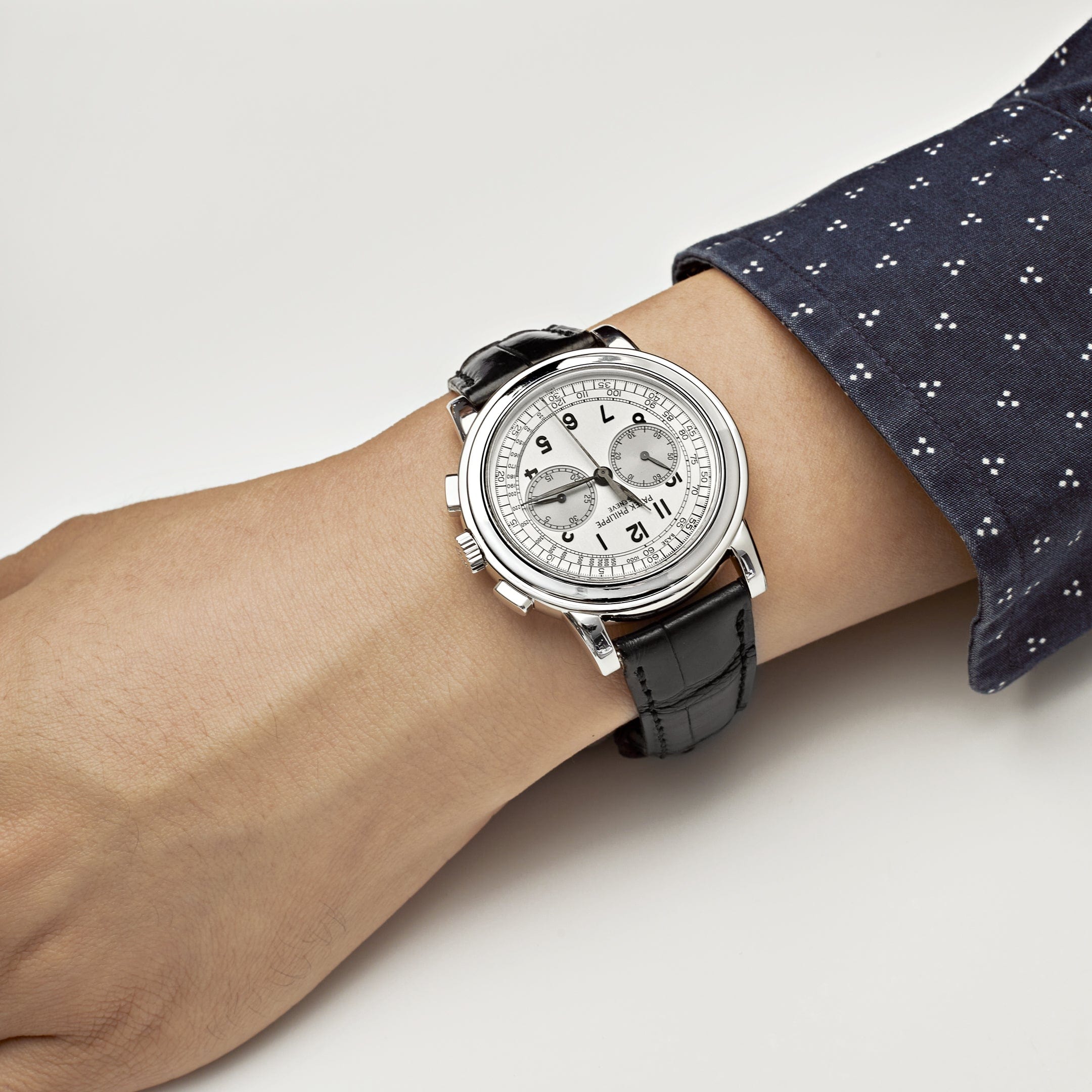 Luxury Watch Patek Philippe Chronograph White Gold Silver Dial 5070G-001 Wrist Aficionado