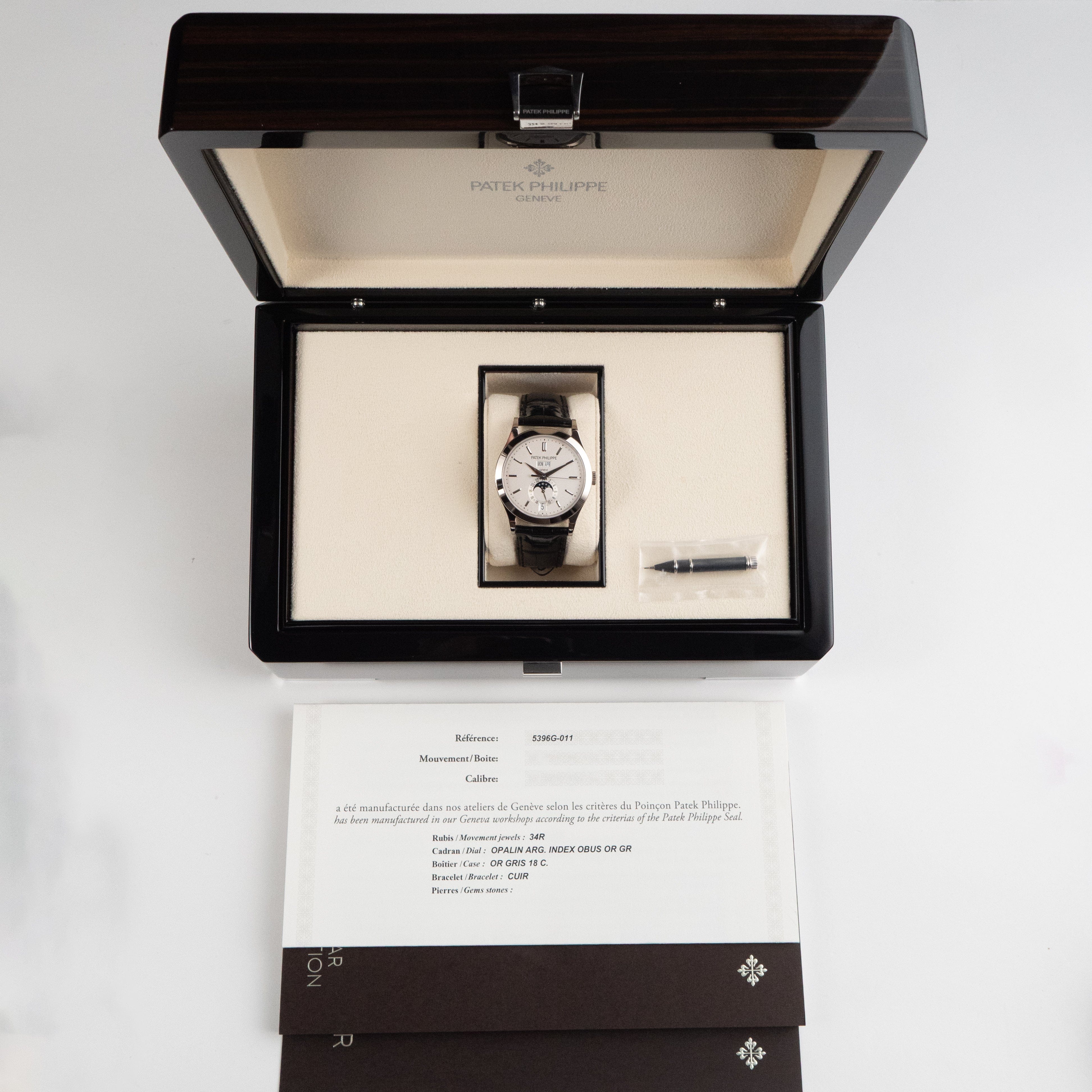 Patek Philippe Complications 5396G-011 Annual Calendar Moon Phases White Gold (2019)