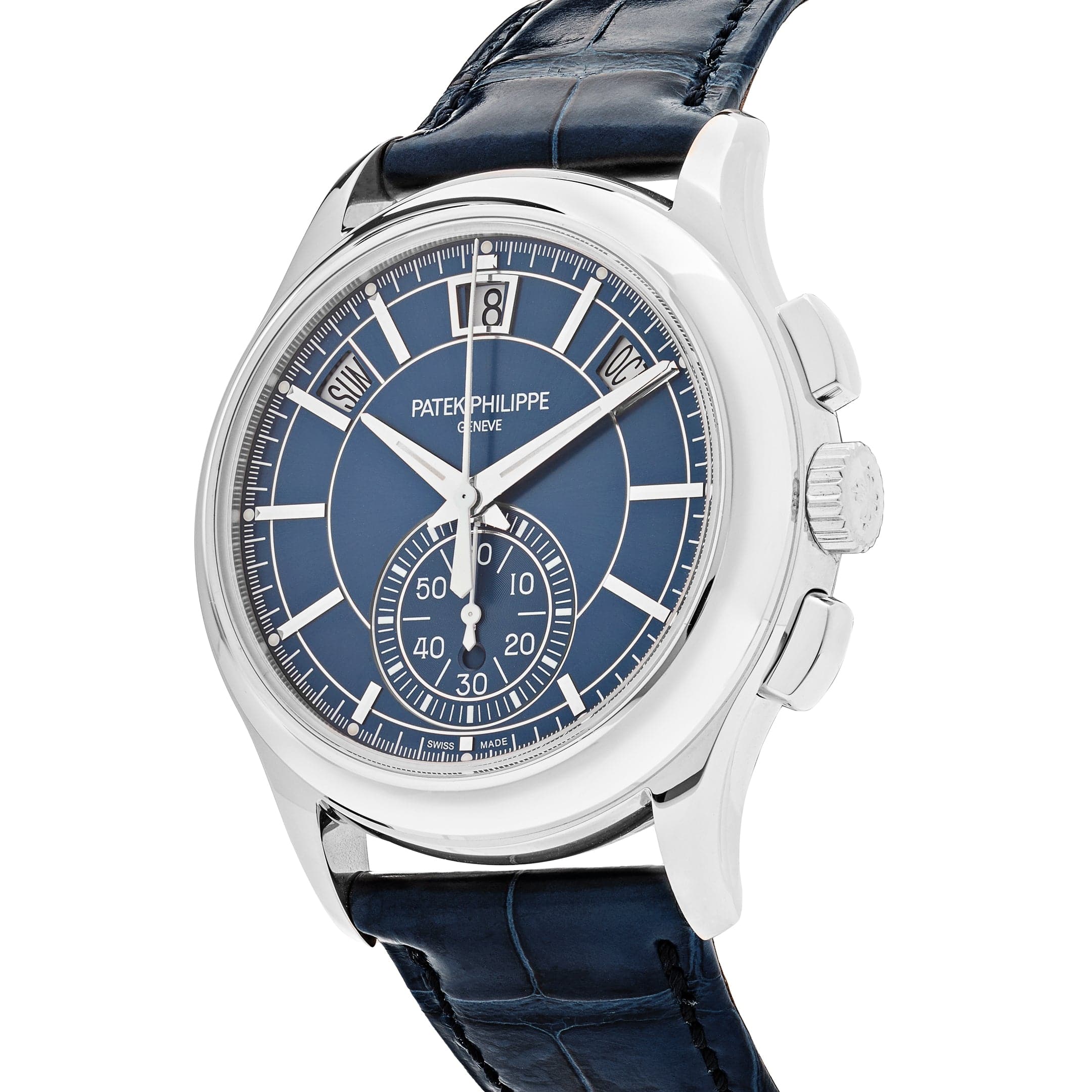 Luxury Watch Patek Philippe Complications Annual Calendar Platinum Blue Dial 5905P-001 Wrist Aficionado