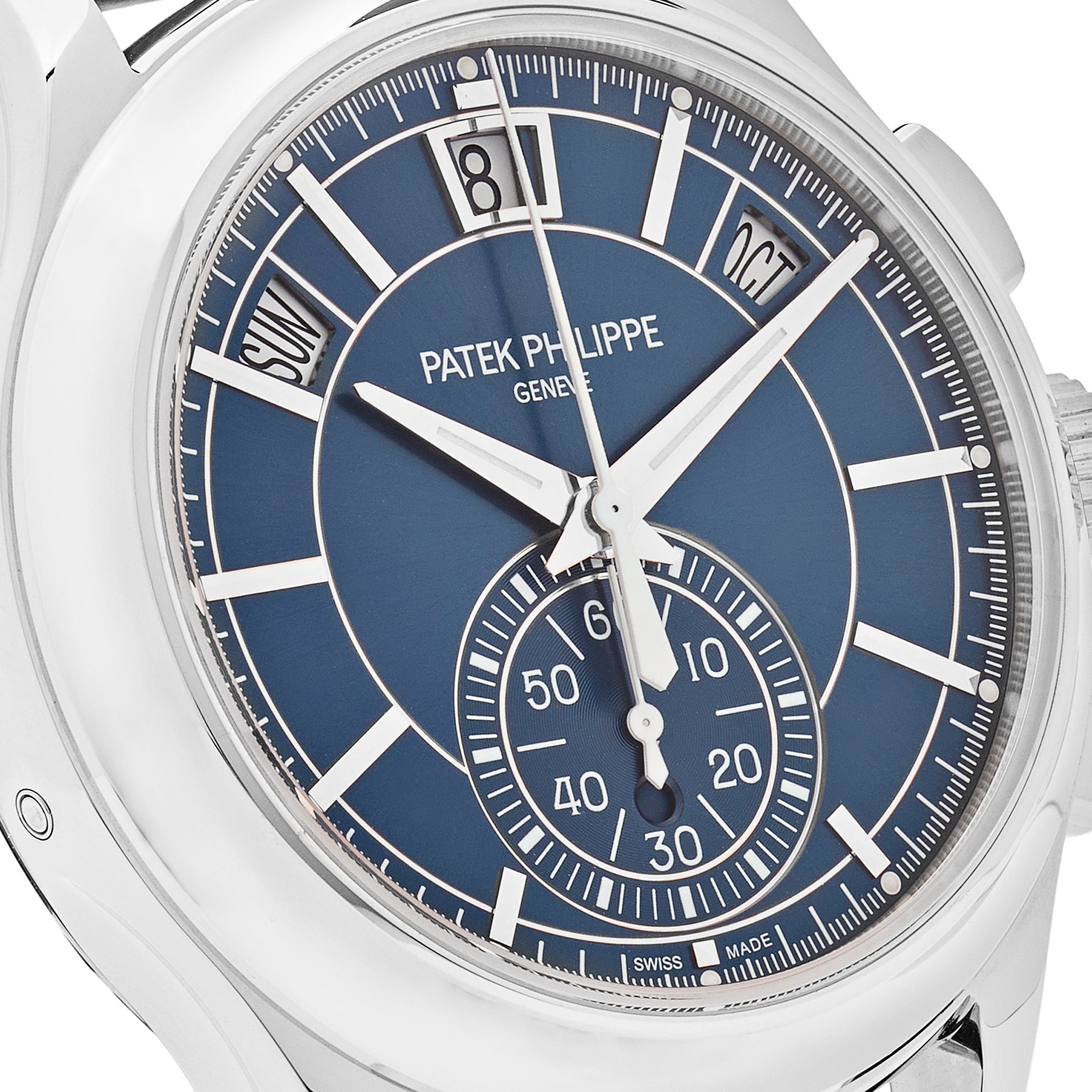 Luxury Watch Patek Philippe Complications Annual Calendar Platinum Blue Dial 5905P-001 Wrist Aficionado