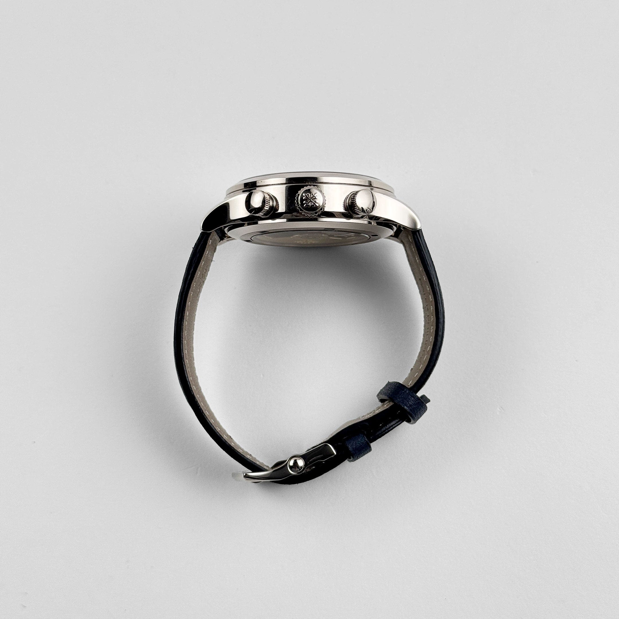 Patek Philippe Complications 5924G-001 Calatrava 'Pilot' Travel Time Flyback Chronograph White Gold Blue-Gray Dial (2025)