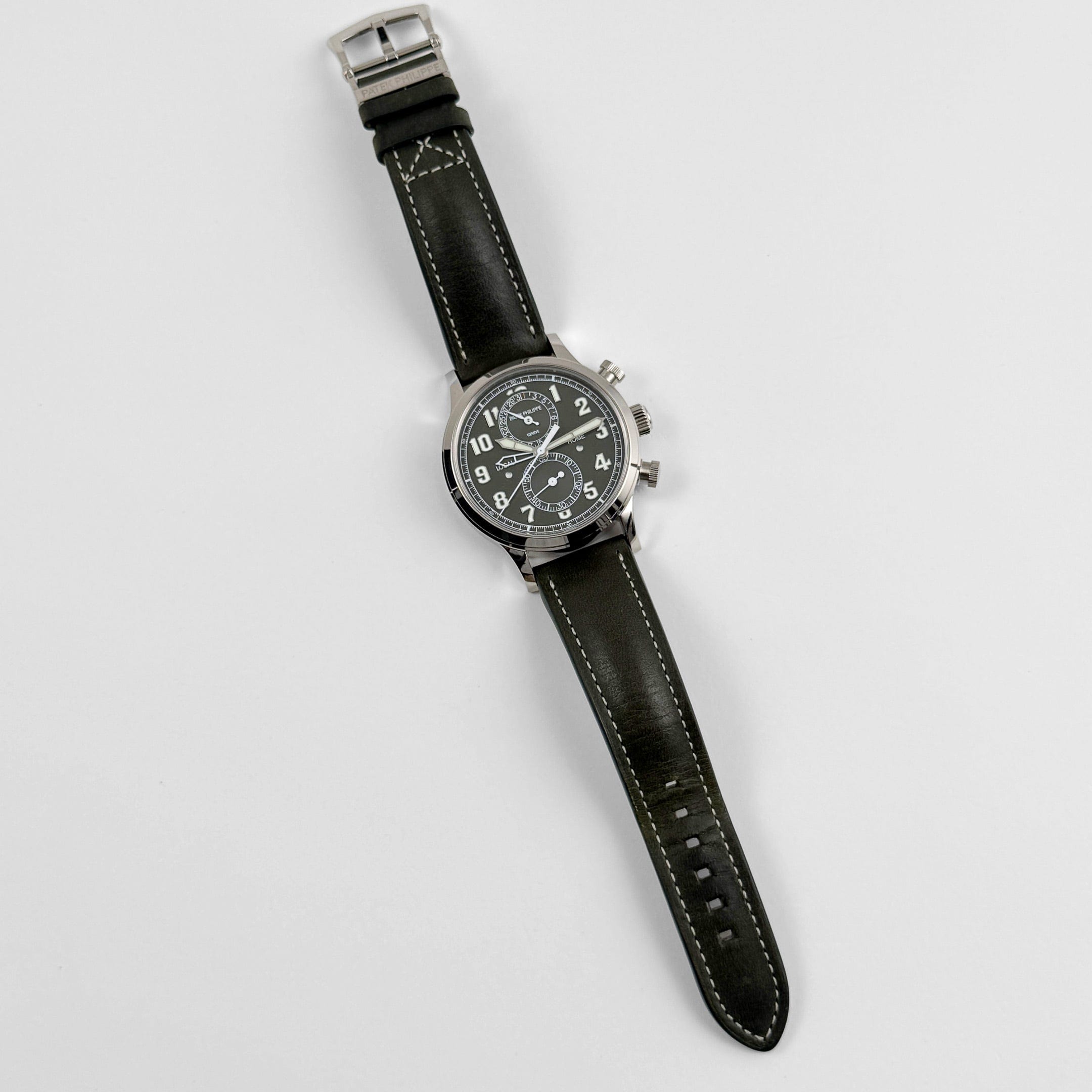 Patek Philippe Complications 5924G-010 Calatrava 'Pilot' Travel Time Chronograph White Gold Green Dial (2023)