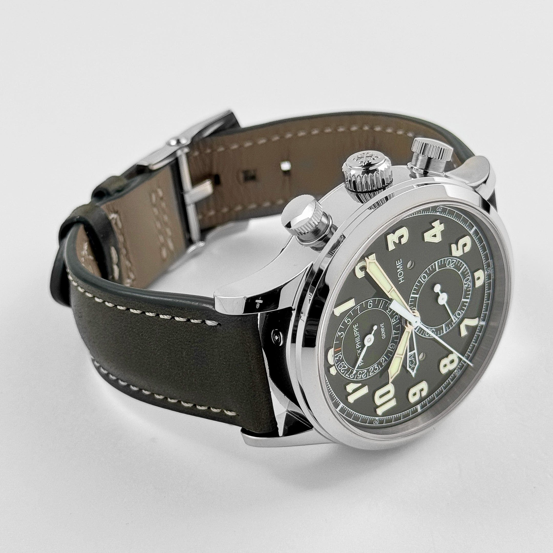 Patek Philippe Complications 5924G-010 Calatrava 'Pilot' Travel Time Chronograph White Gold Green Dial (2023)