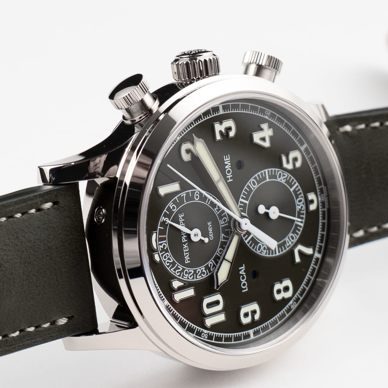 Patek Philippe Complications 5924G-010 Calatrava 'Pilot' Travel Time Chronograph White Gold Green Dial (2025)