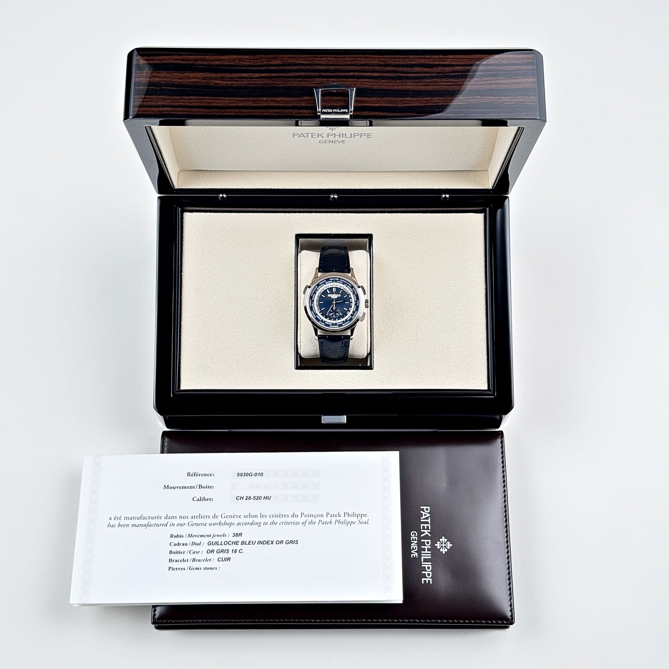 Patek Philippe Complications 5930G-010 World Time Flyback Chronograph White Gold Blue Dial (2020)