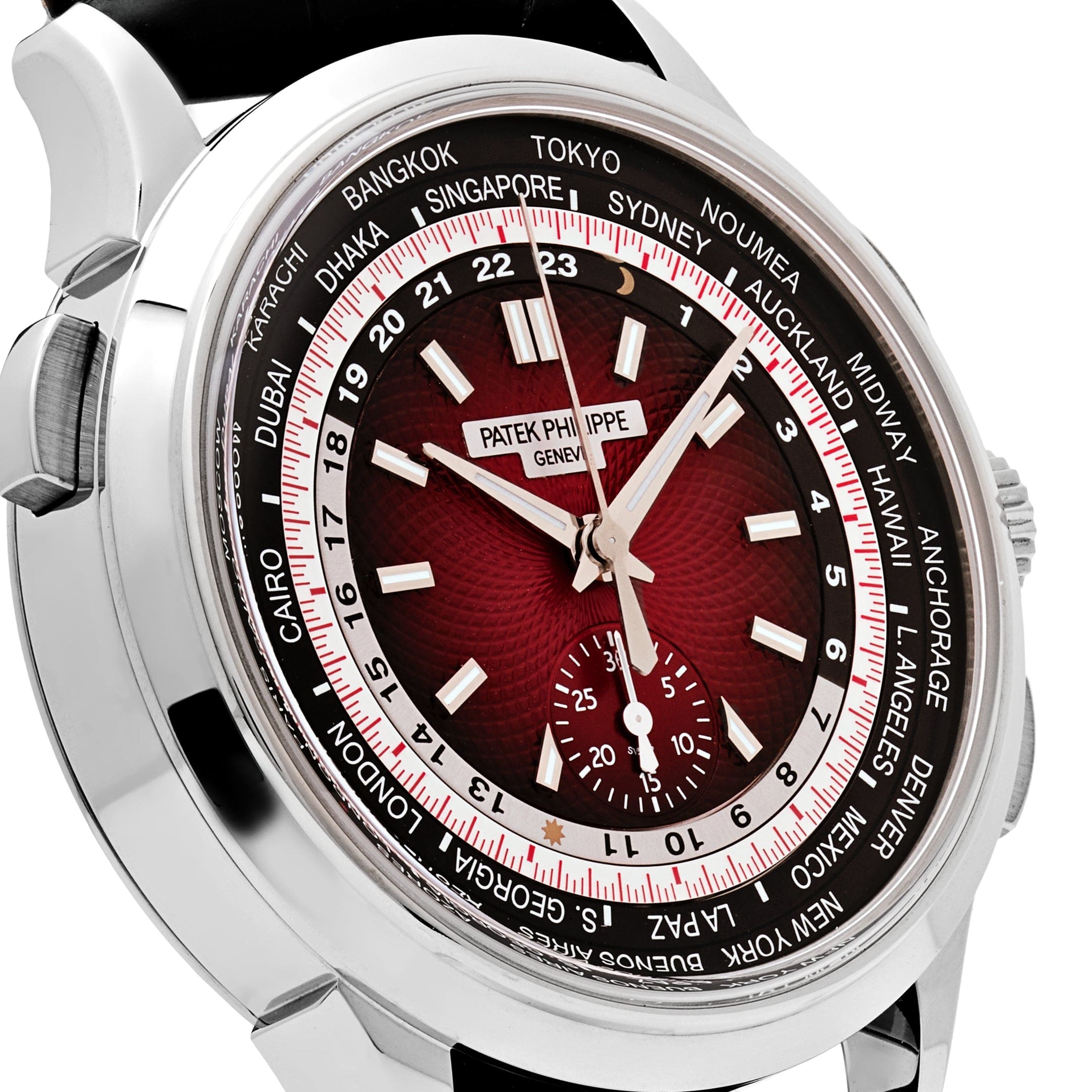 Patek Philippe Complications 5930G-011 ‘Singapore Edition’ World Time Flyback Chronograph White Gold Red Dial (2020)