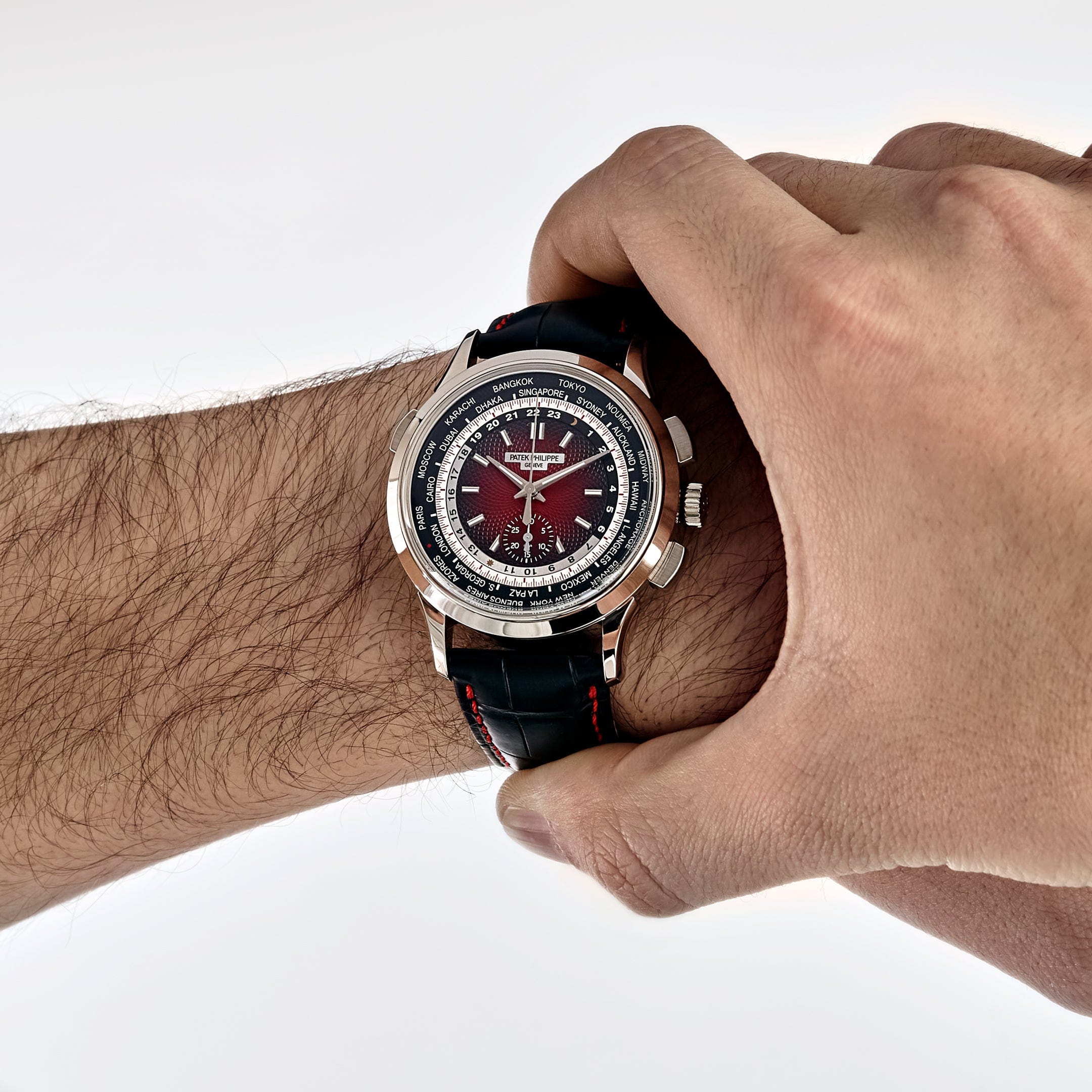 Patek Philippe Complications 5930G-011 ‘Singapore Edition’ World Time Flyback Chronograph White Gold Red Dial (2020)