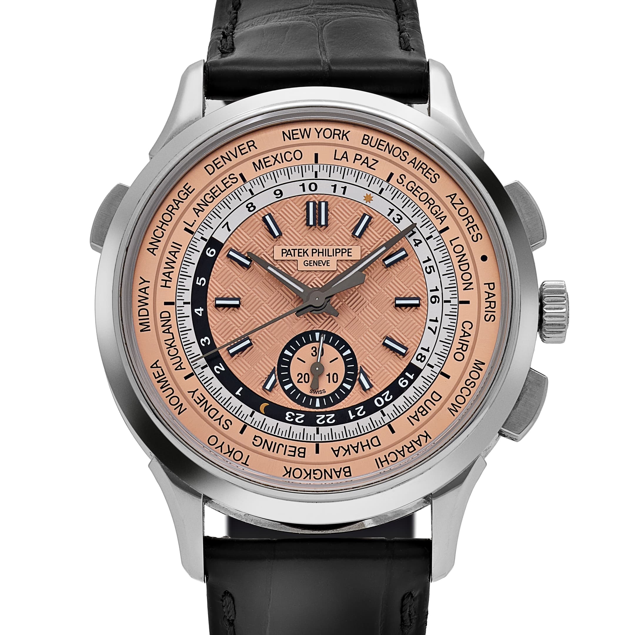 Patek Philippe Complications 5935A-001 World Time Chronograph Stainless Steel Opaline Carbon Motif Dial (2023)