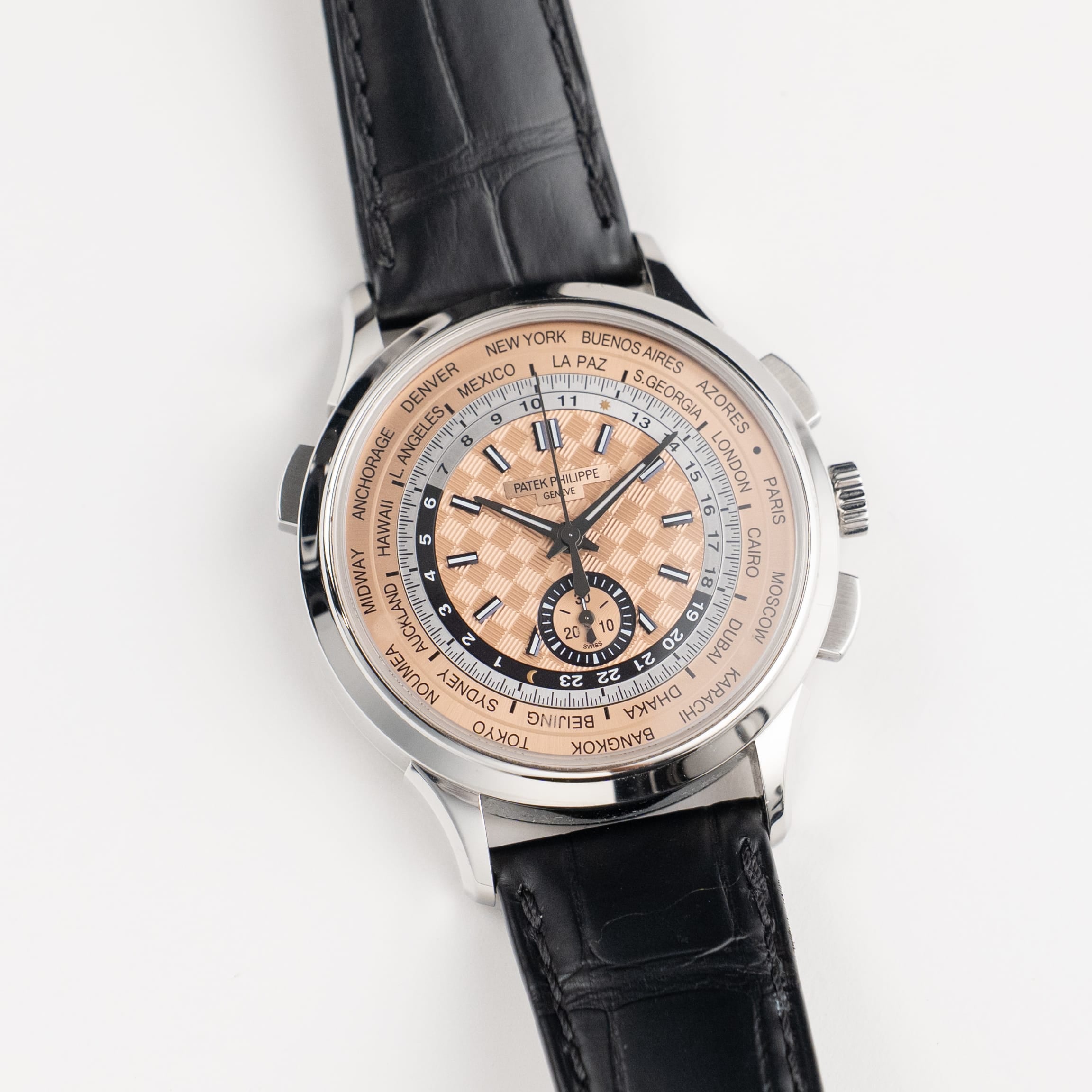 Patek Philippe Complications 5935A-001 World Time Chronograph Stainless Steel Opaline Carbon Motif Dial (2023)