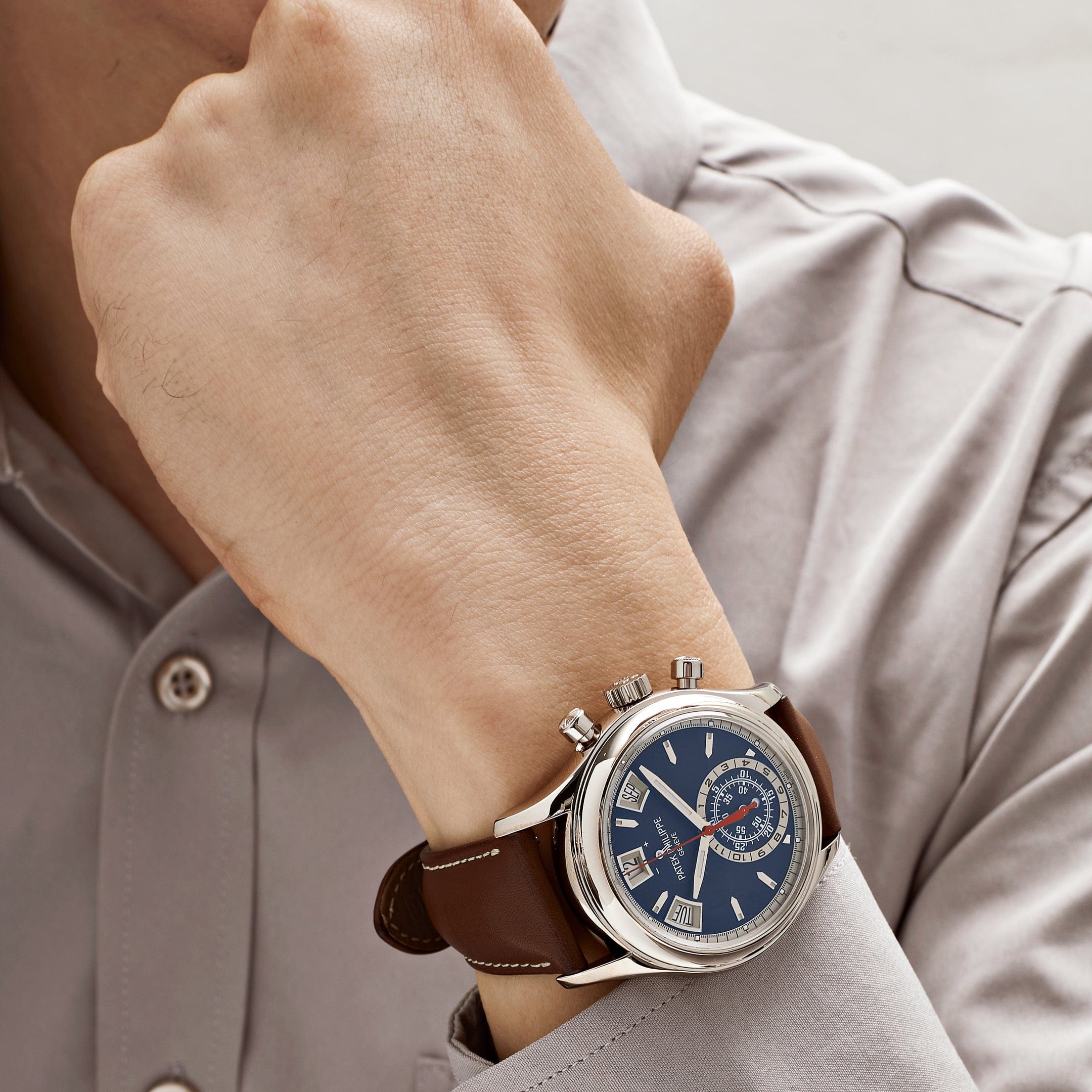 Patek Philippe Complications Annual Calendar Chronograph White Gold 5960/01G-001 Wrist Aficionado