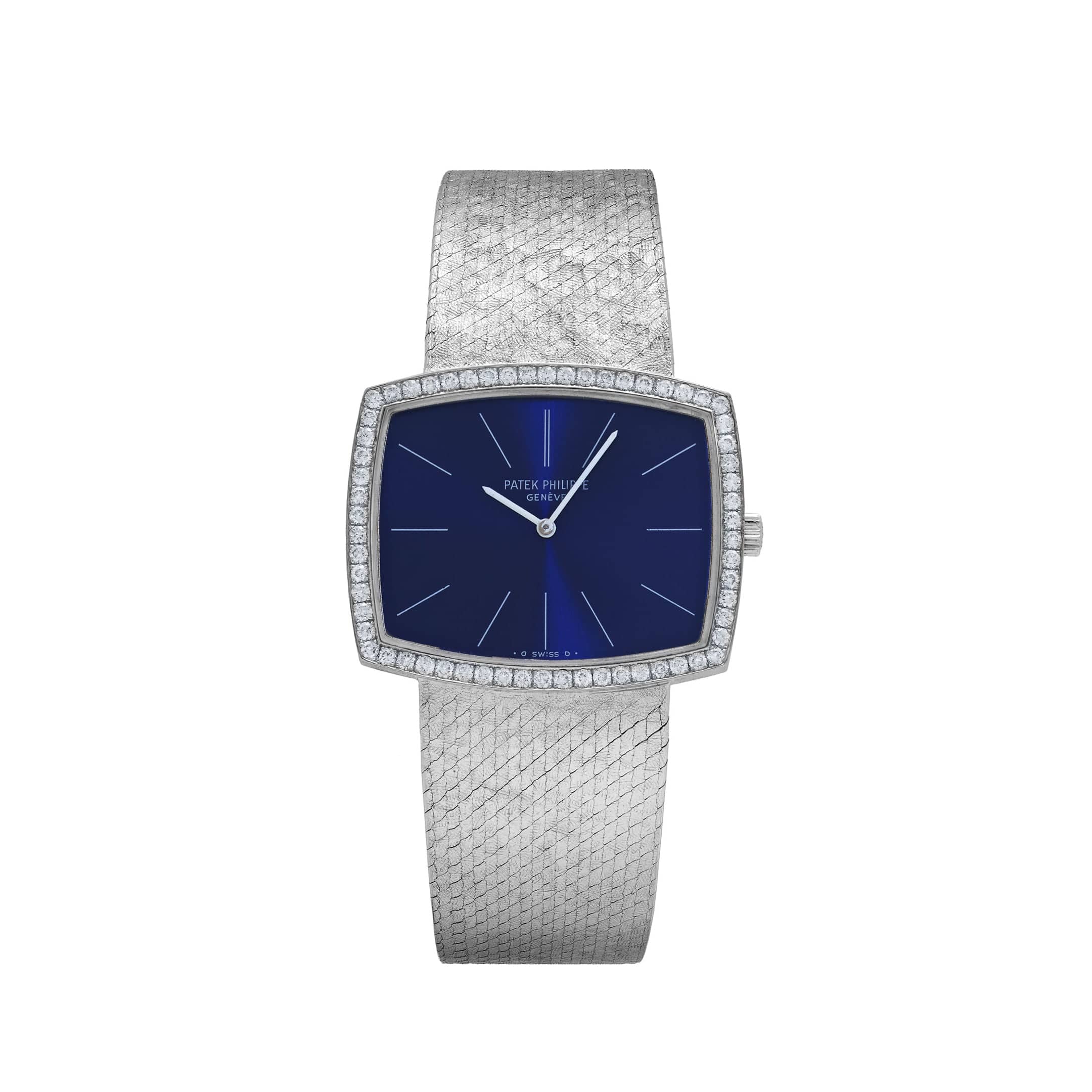 Patek Philippe Gondolo 3528/2 White Gold Blue Dial Diamond Bezel