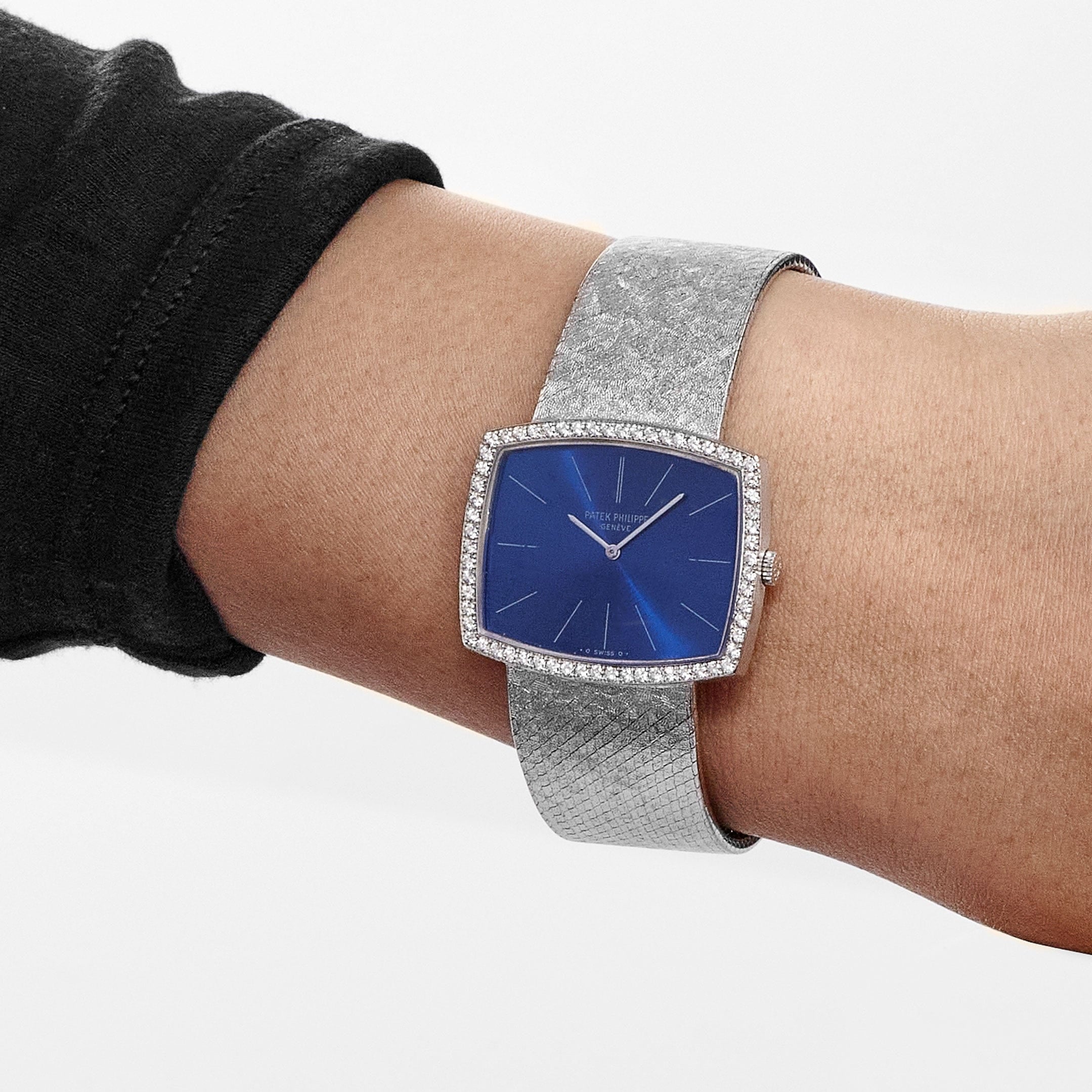 Patek Philippe Gondolo 3528/2 White Gold Blue Dial Diamond Bezel