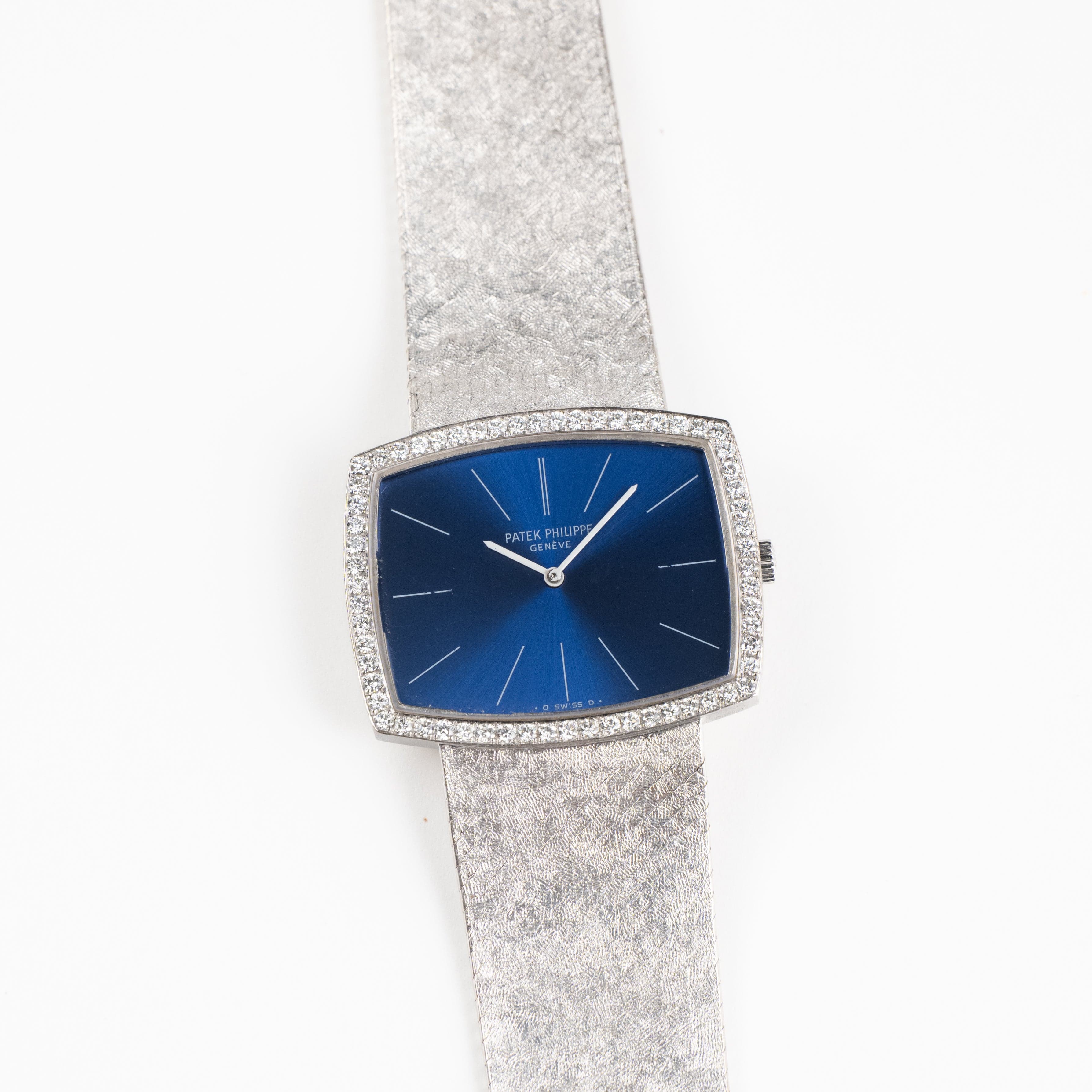 Patek Philippe Gondolo 3528/2 White Gold Blue Dial Diamond Bezel