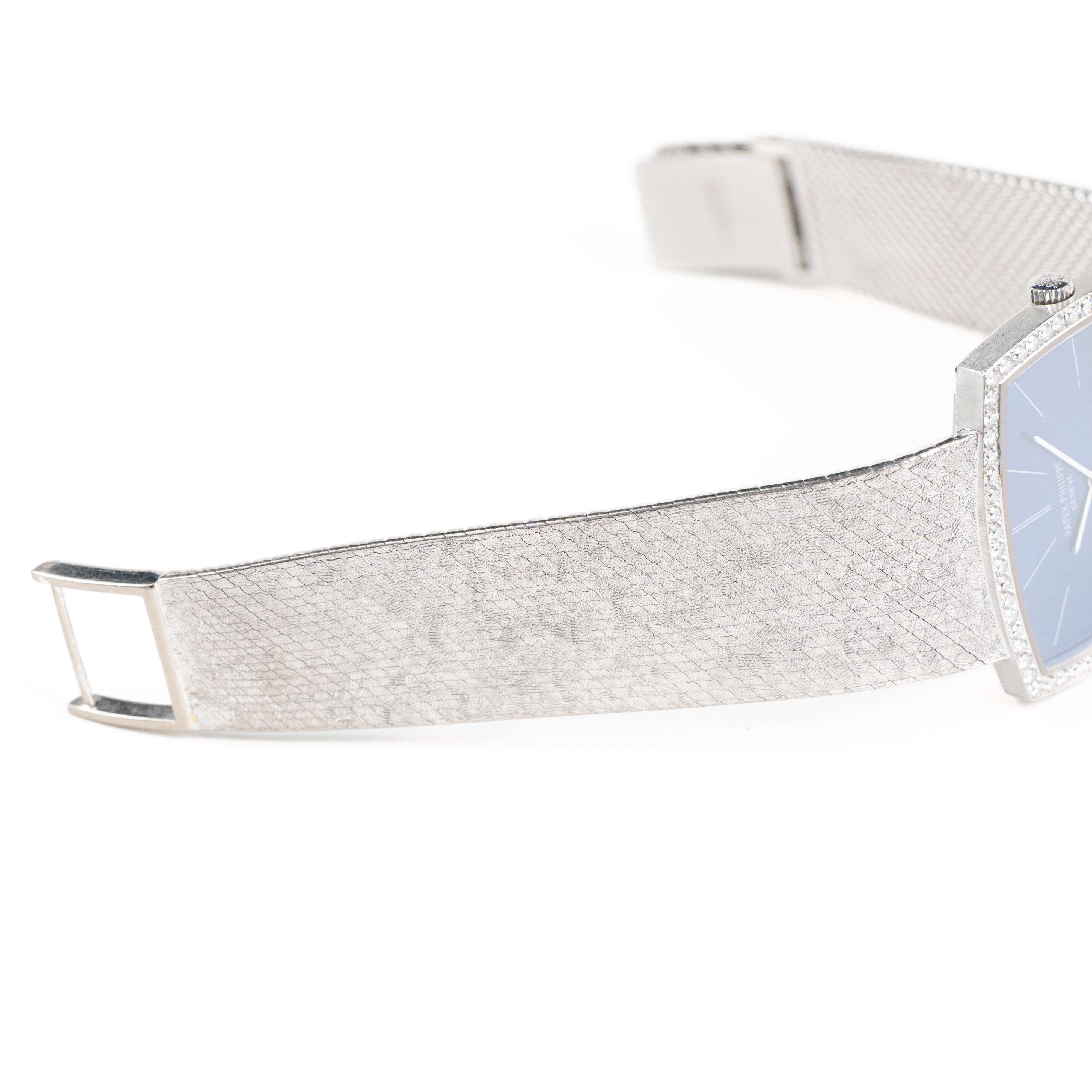 Patek Philippe Gondolo 3528/2 White Gold Blue Dial Diamond Bezel