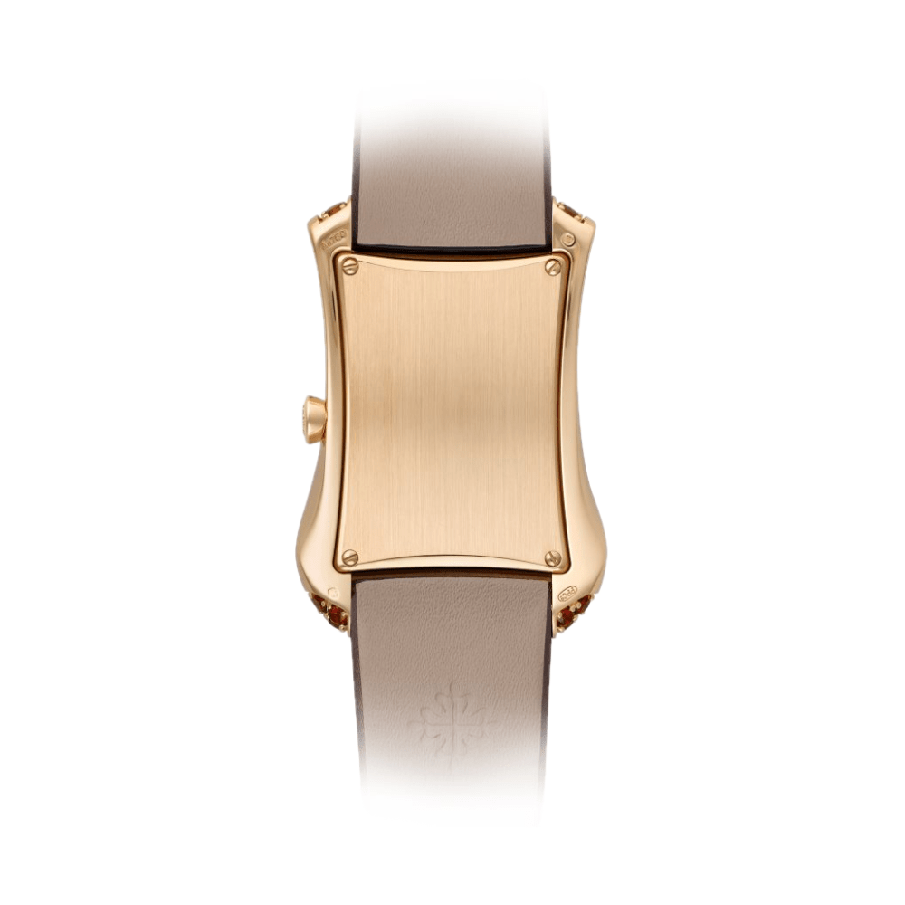 Patek Philippe Gondolo 4962/200R-001 Rose Gold Spessartine Bezel Breguet Numerals Brown Floral Motif Dial