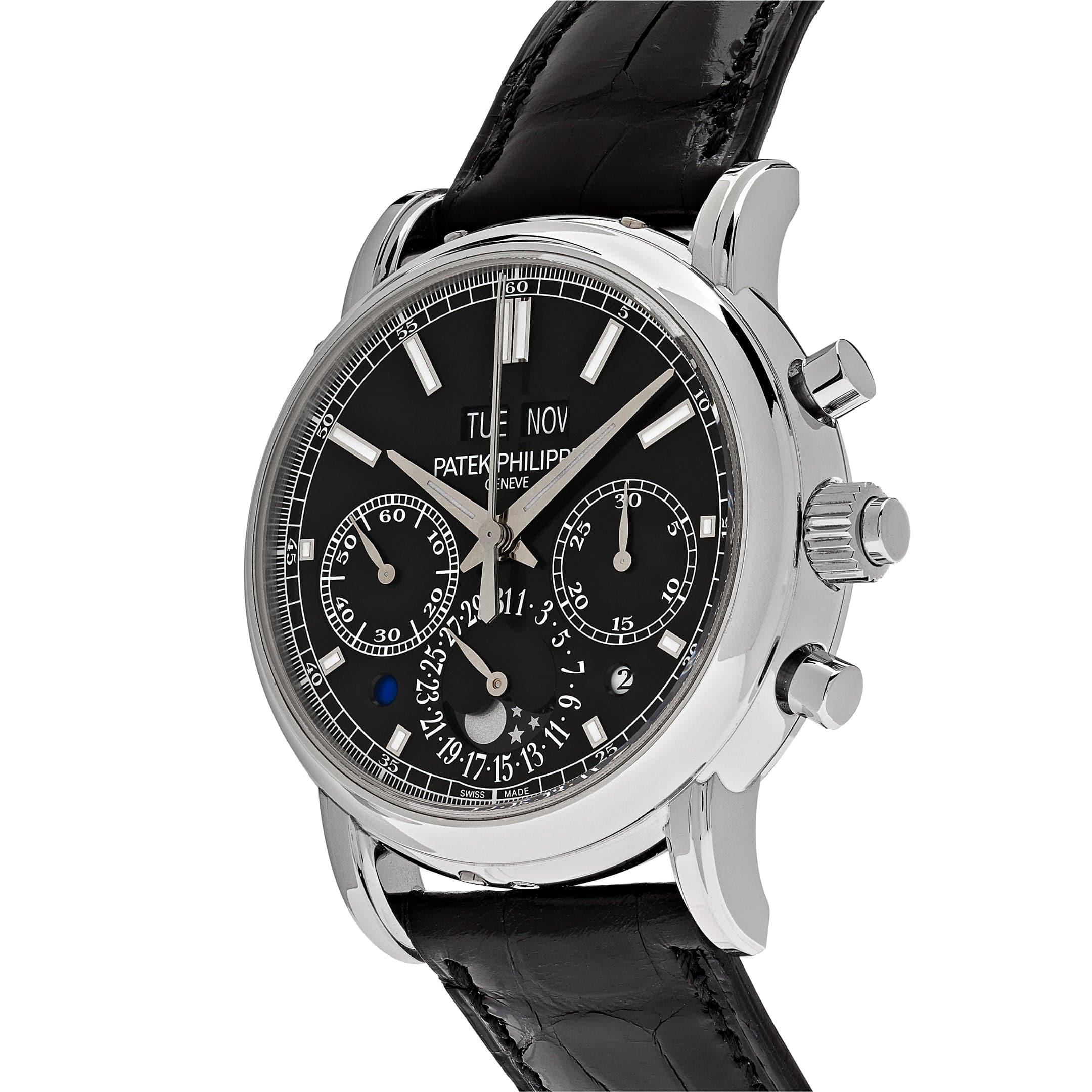 Luxury Watch Patek Philippe Grand Complications Perpetual Calendar Chronograph Platinum 5204P-011 Wrist Aficionado