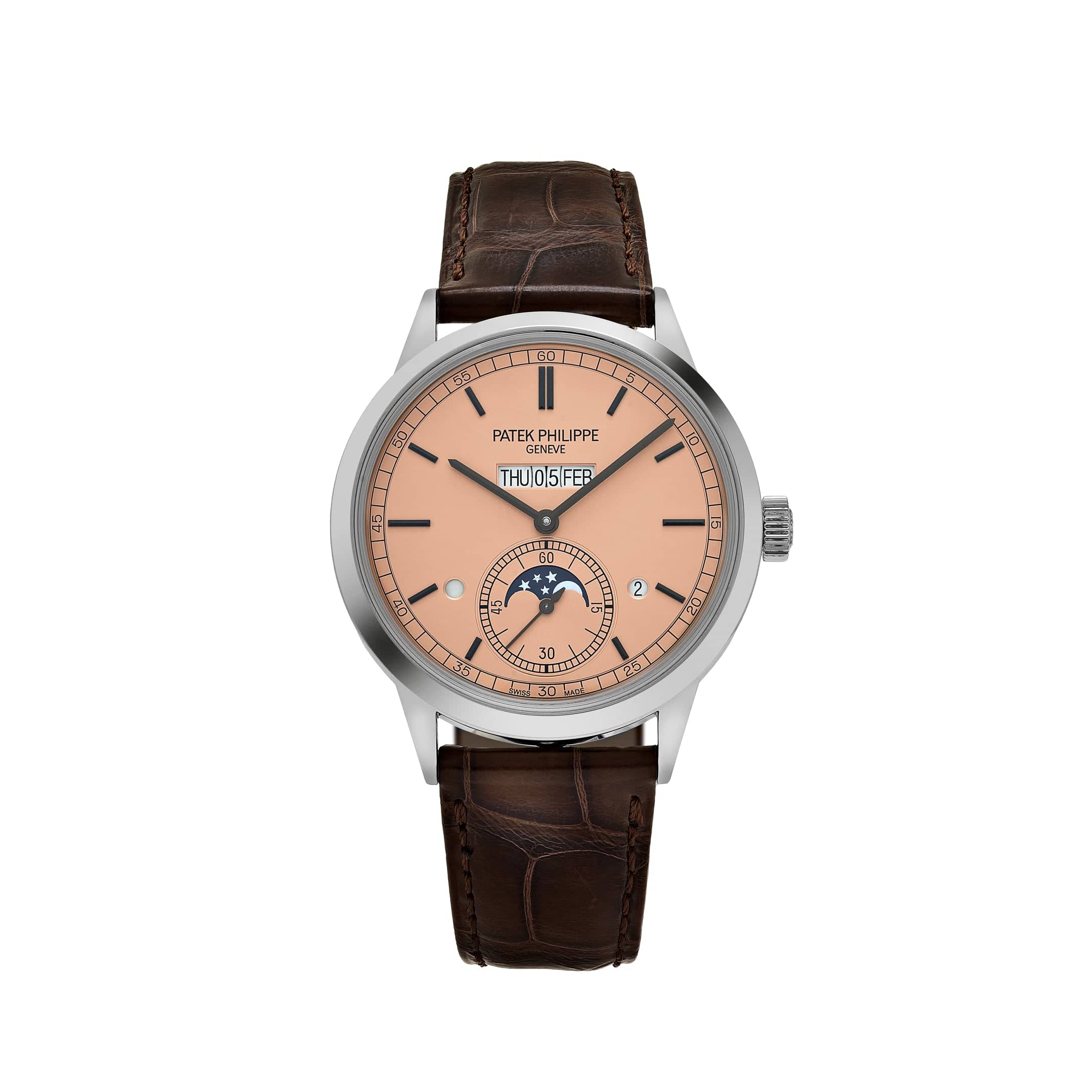 Patek Philippe Grand Complications 5236P-010 In-Line Perpetual Calendar Platinum Salmon Dial (2024)