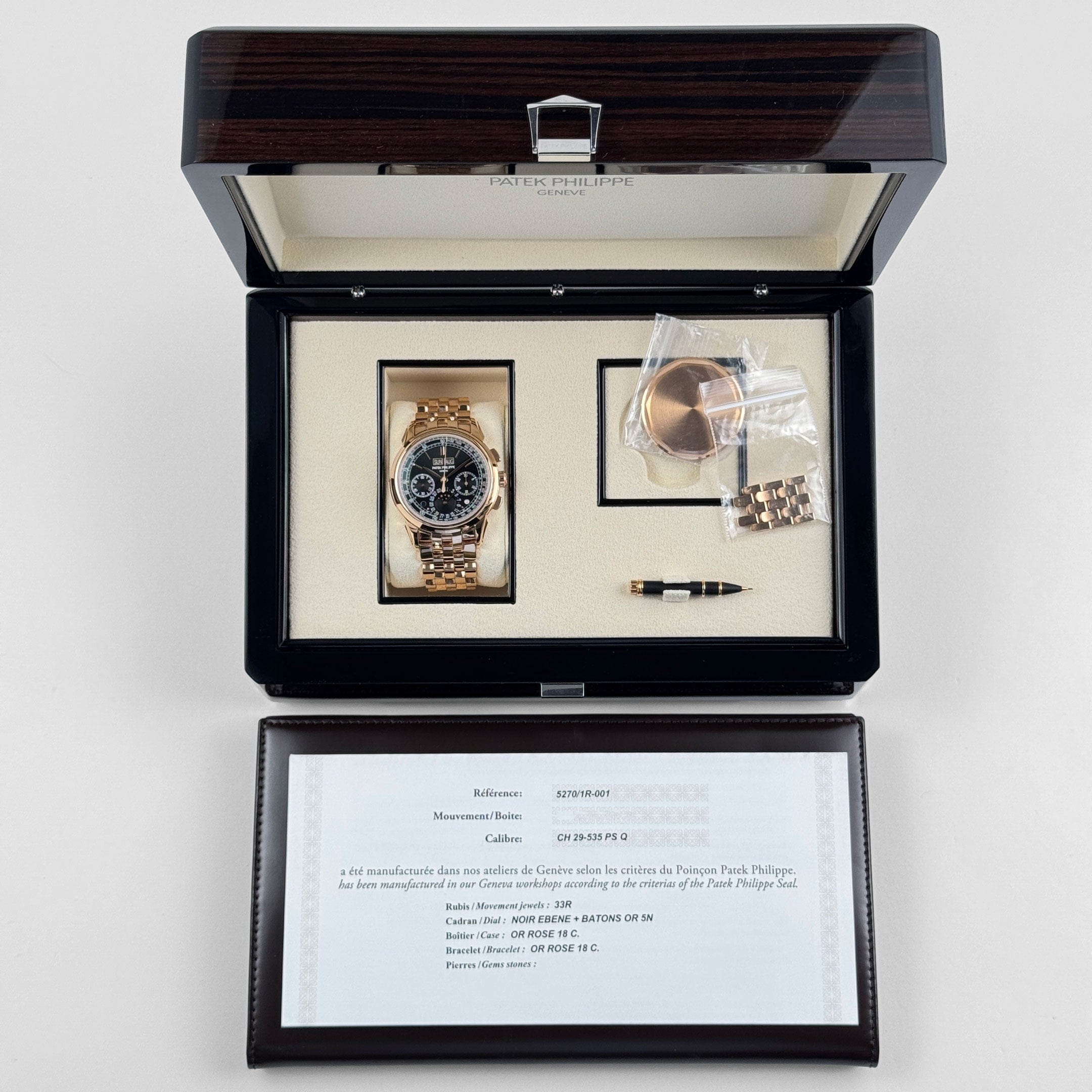Patek Philippe Grand Complications 5270/1R-001 Chronograph Perpetual Calendar Rose Gold Black Dial (2021)