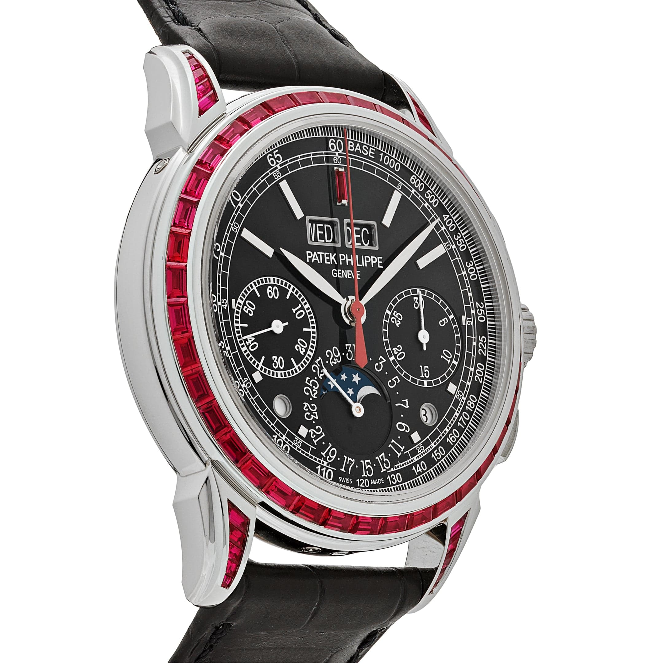 Patek Philippe Grand Complications 5271-12P-001 Perpetual Calendar Platinum Black Dial Ruby Bezel